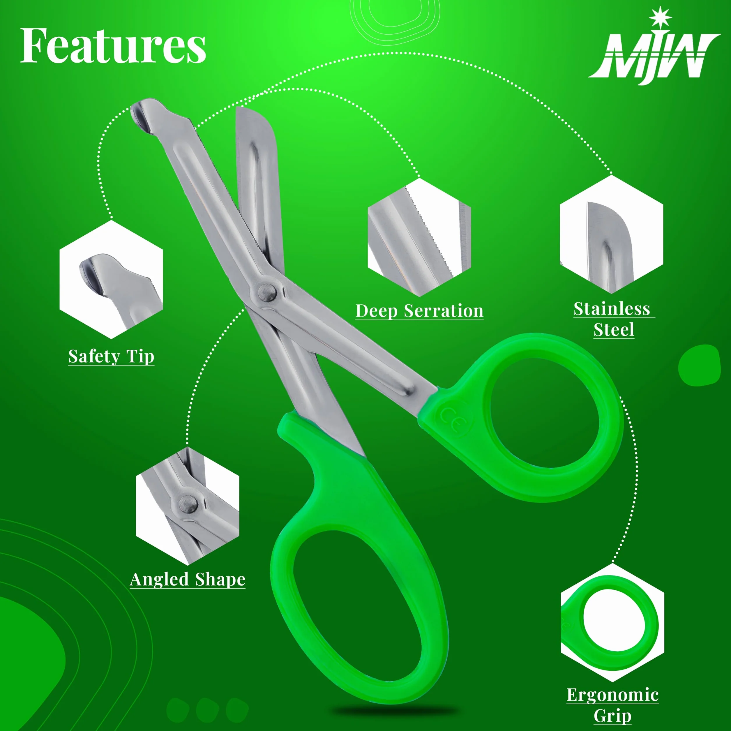 Forbici Trauma Shear Paramedico Veterinario EMT 7,5" Verde CE