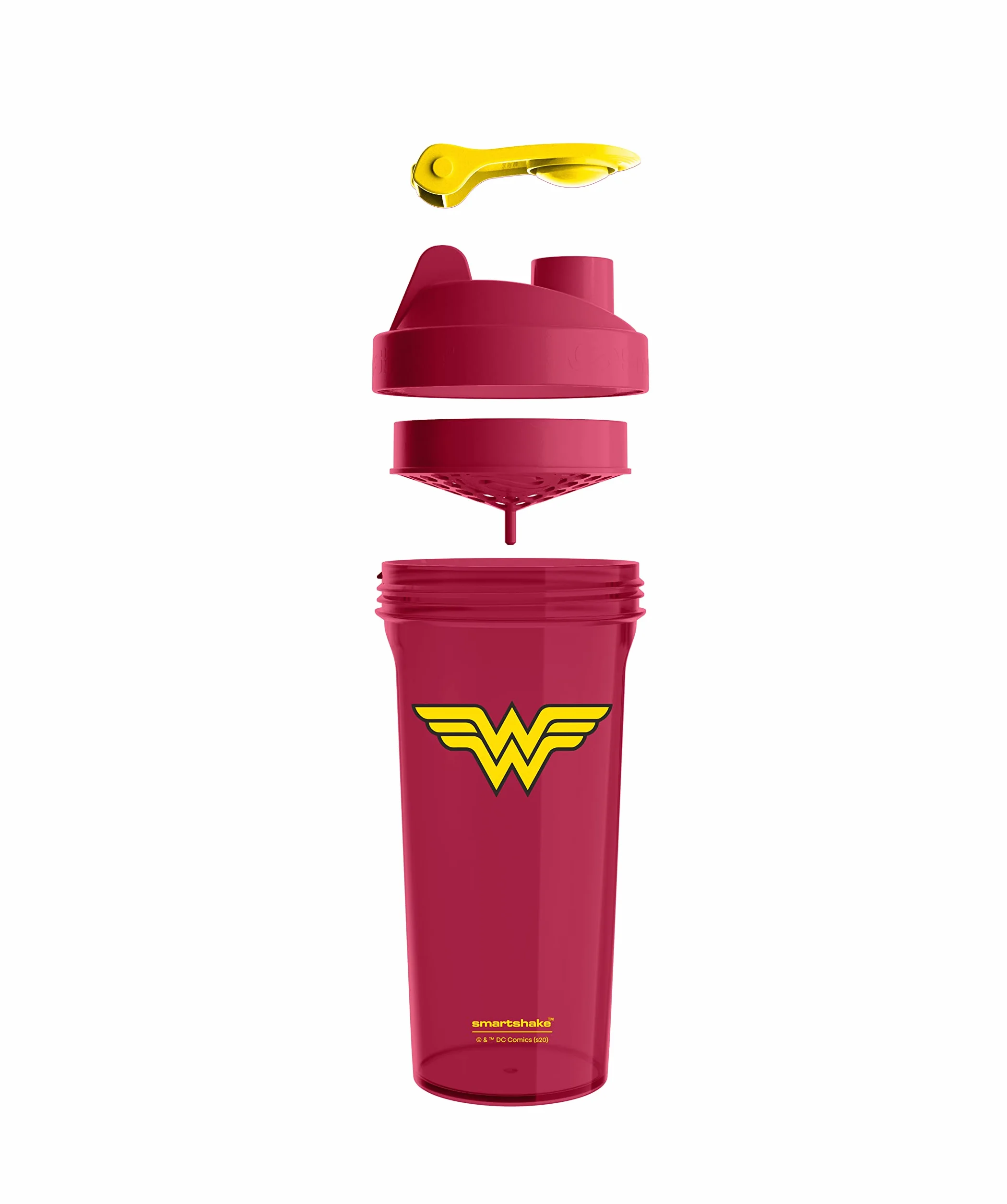 Smartshake Lite Wonder Woman Shake Bottiglie da donna 800 ml BPA Free Protein Shakes Bottiglia a tenuta stagna Donna Protein Powder Shaker Cup - Wonder Woman Gifts Justice League Accessori