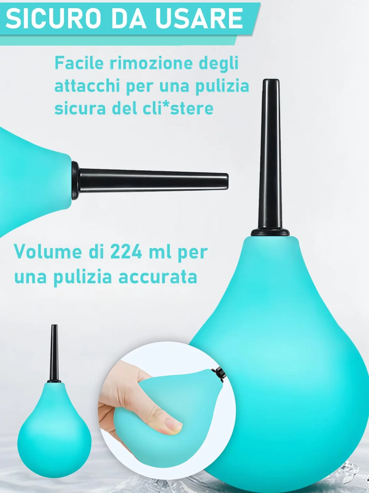 Clistere per pulizia ano anale - Peretta per Clistere Adulti Per Doccia Anale Lavanda Vaginale,per Donne Uomini Kit di Bulbi per Clistere con 3 Ugelli 224ml