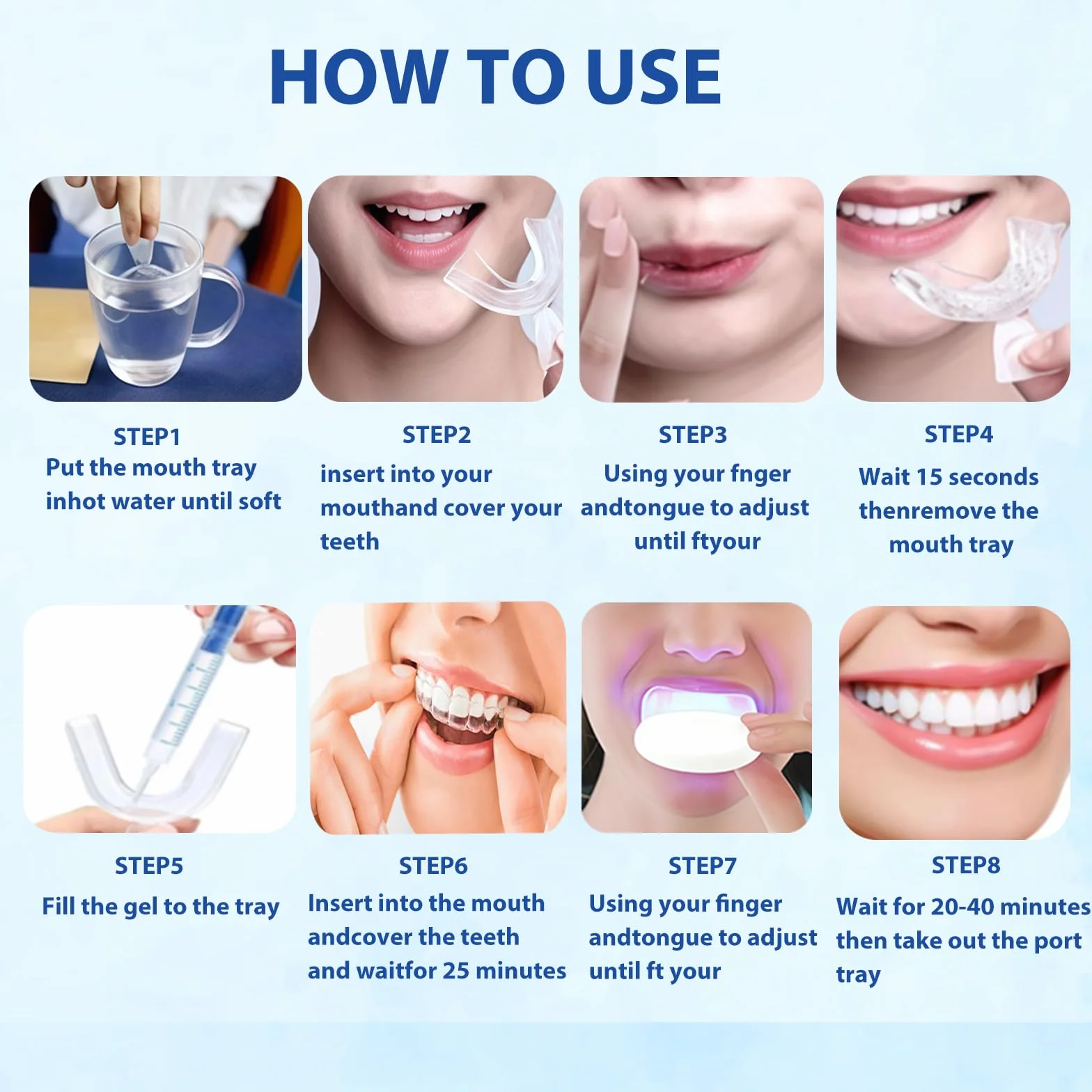 Kit Sbiancante Denti Professionale 10 pcs Gel Sbiancante Rapido Sbiancamento Denti a Casa