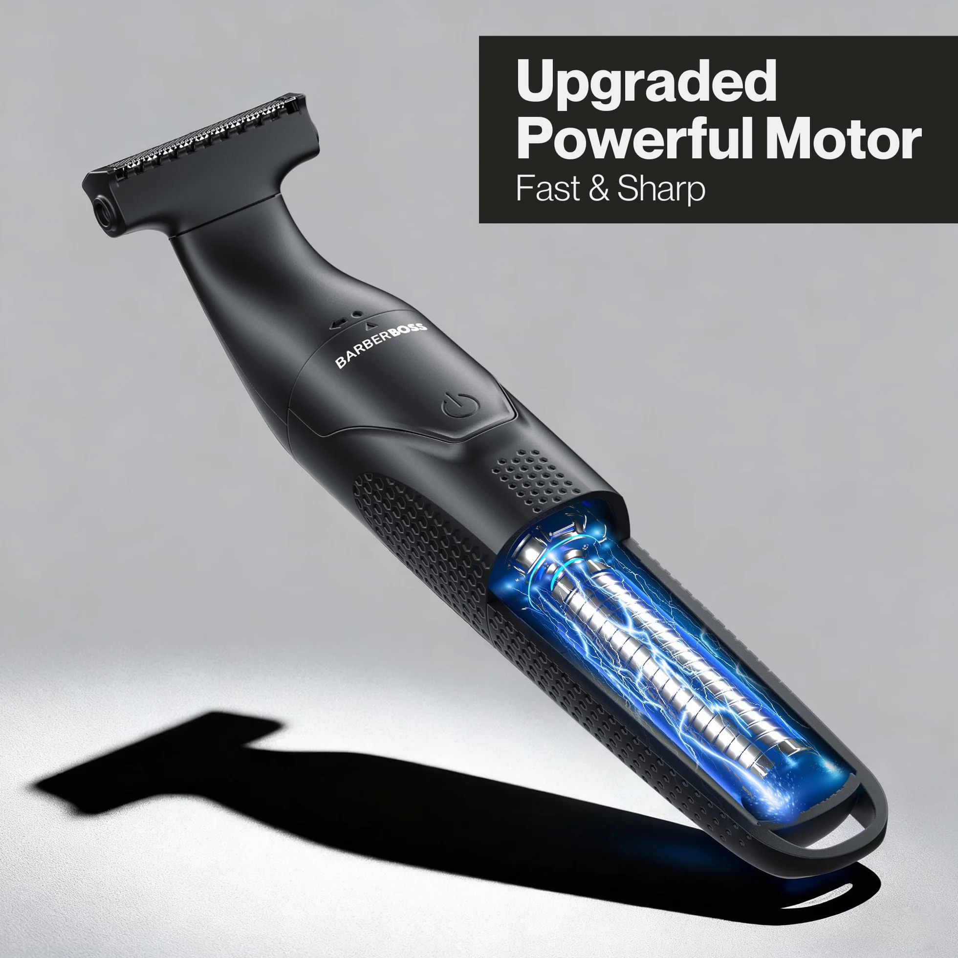 BarberBoss Set per la toelettatura dei dettagli, 3 in 1, per uomo, barba, parrucchiere, body groomer, trimmer naso e orecchie, rasoio senza fili con ricarica USB (Nero)