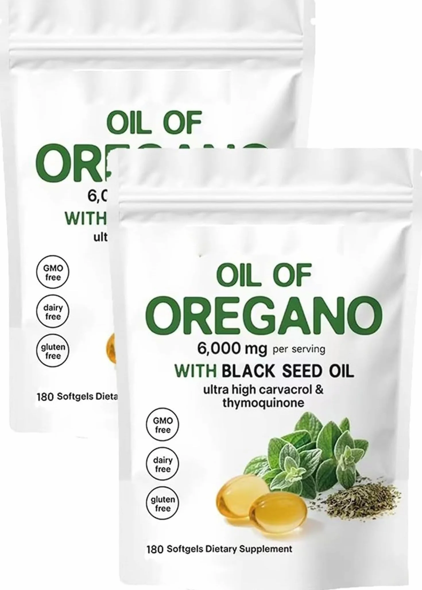 Resilia Oil of Origano Softgels 6000 mg con Olio di Semi Neri, Integratore di Origano Non OGM