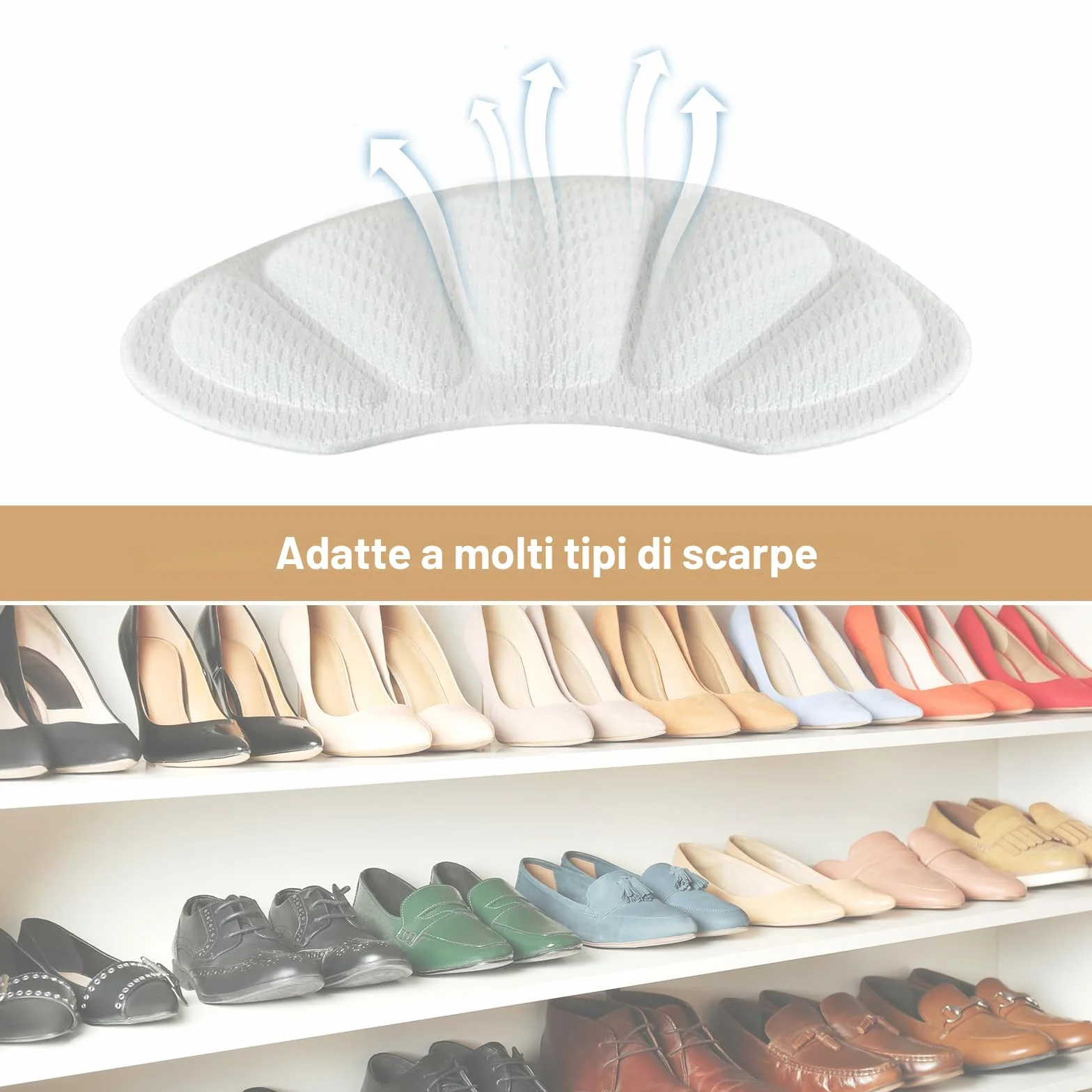 3 PAIA cuscinetti salva tallone per scarpe, proteggi tallone autoadesivo e antiscivolo, solette, inserti morbidi per prevenzione sfregamenti e un confort ottimale (bianco)
