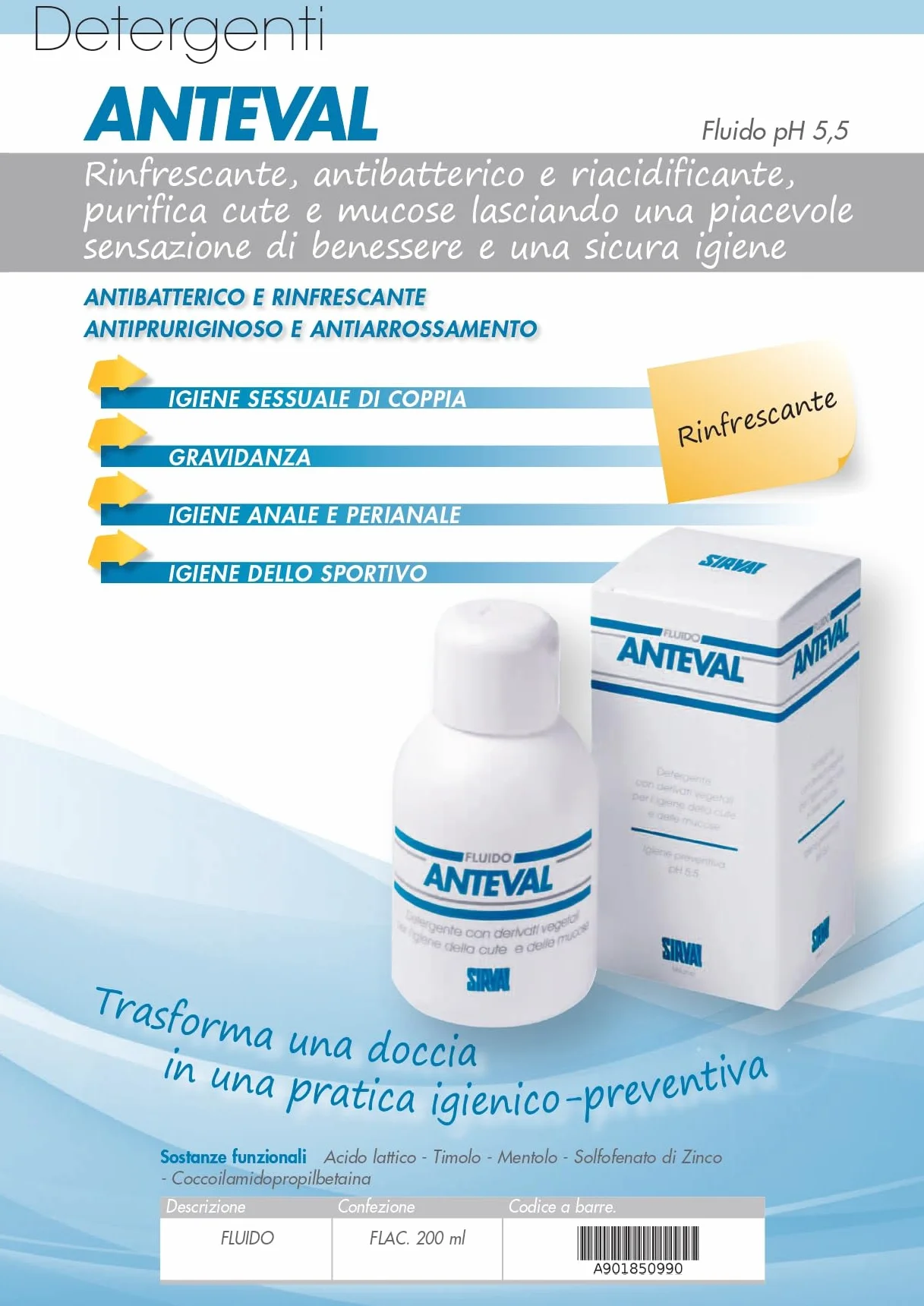 ANTEVAL Detergente antibatterico rinfrescante