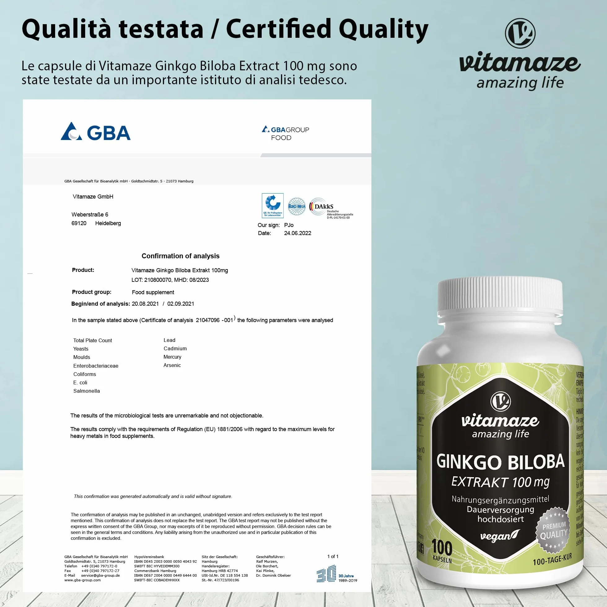 Ginkgo Biloba 50:1 Estratto 100 mg 5000 mg Polvere di Foglie di Ginkgo Puro Capsula Vegana 100 Capsule Integratore Alimentare