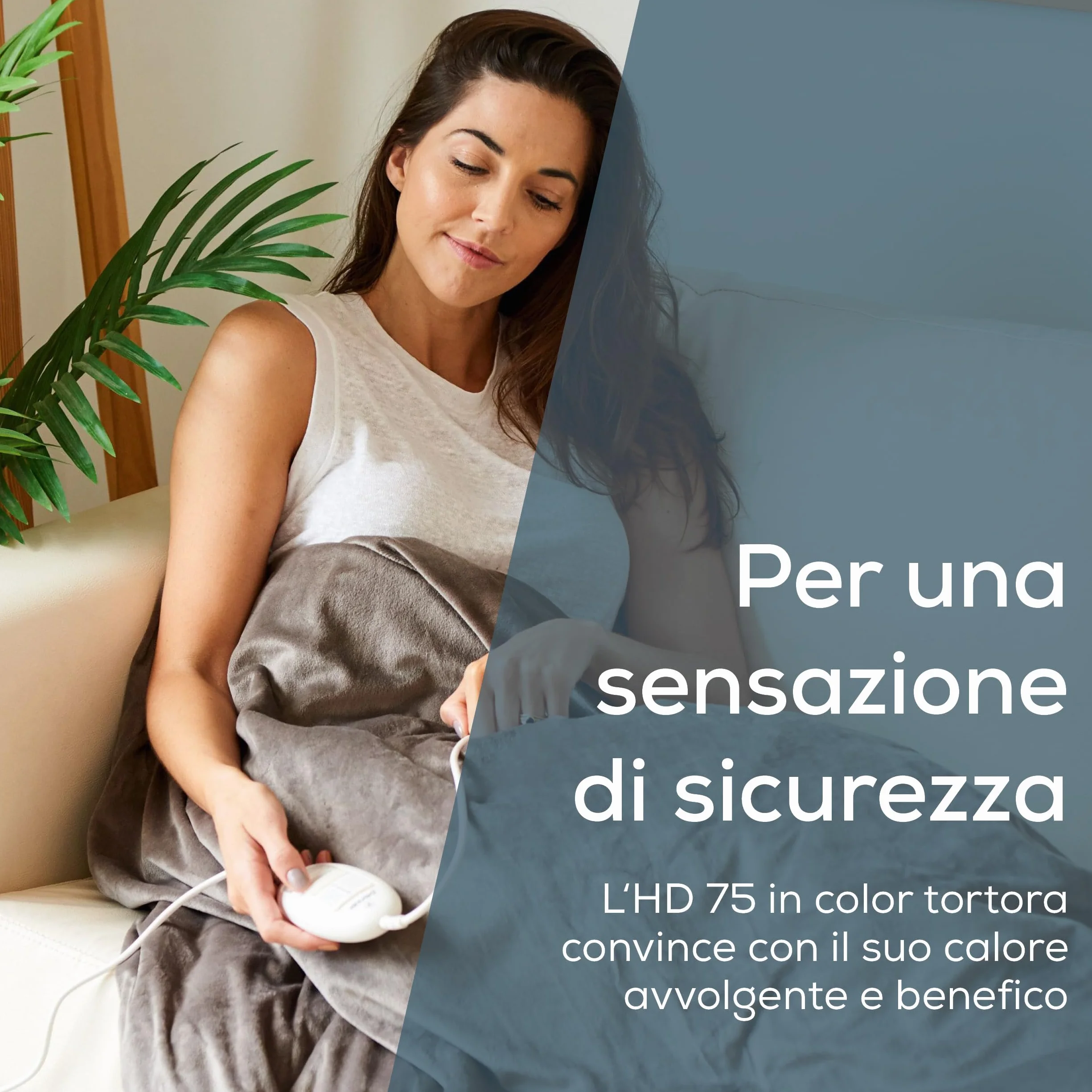 Beurer HD 75 Cosy Coperta Elettrica con Dispositivo di Termoregolazione Elettronico, 6 livelli di temperatura e spegnimento automatico dopo 3h, colore Taupe