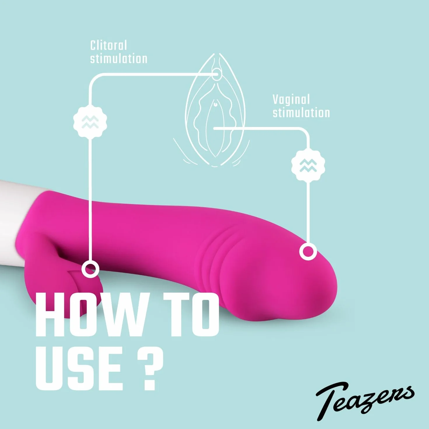 Teazers Realistico Vibratore Rabbit – Vibratore del Punto G e del Clitoride – Vibratore Tarzan per Donna con 10 Impostazioni di Vibrazione – Giocattolo della Donna del Coniglio - Rosa