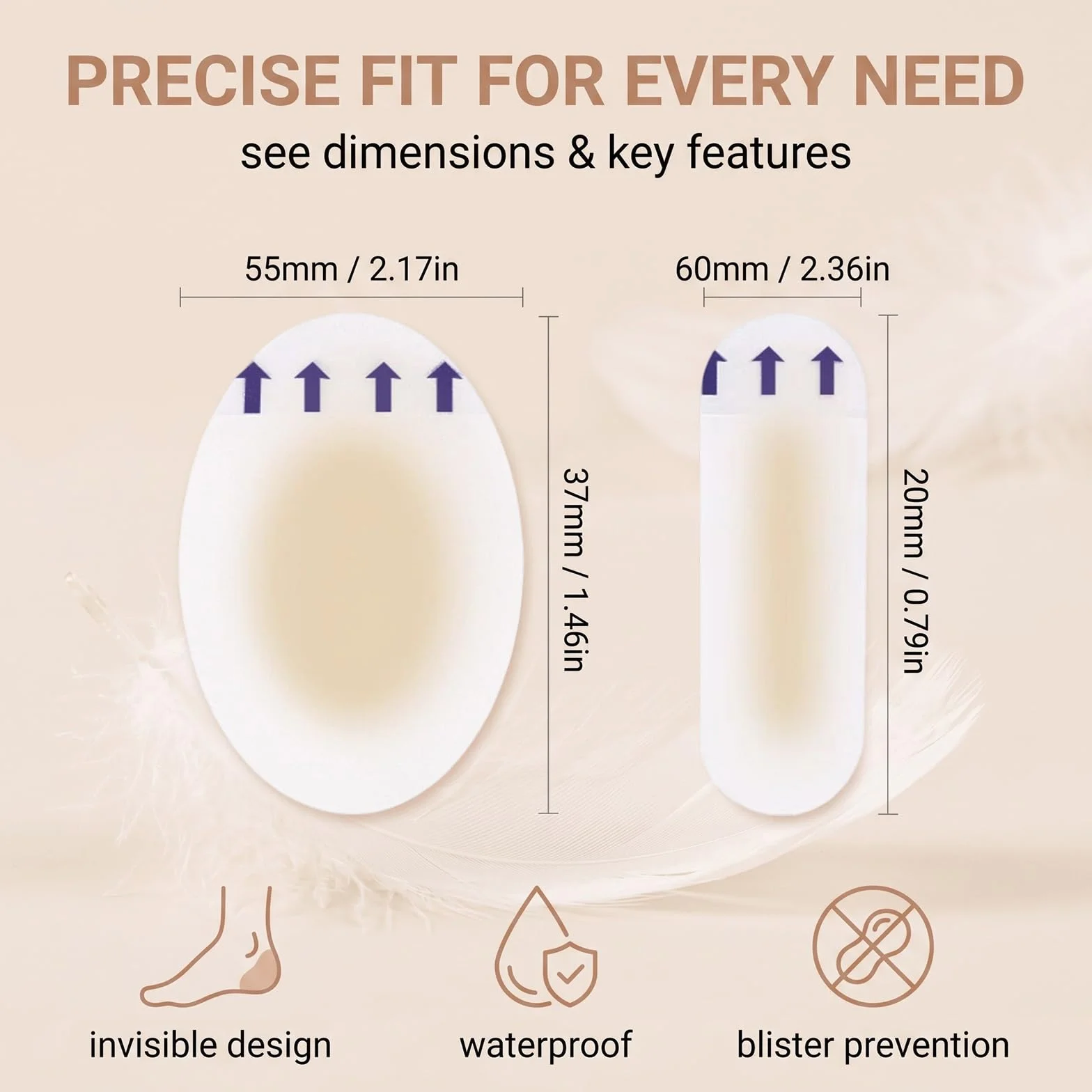 Cerotti per Vesciche Piedi in Gel Idrocolloide, 2 Forme Diverse, Protezione Talloni