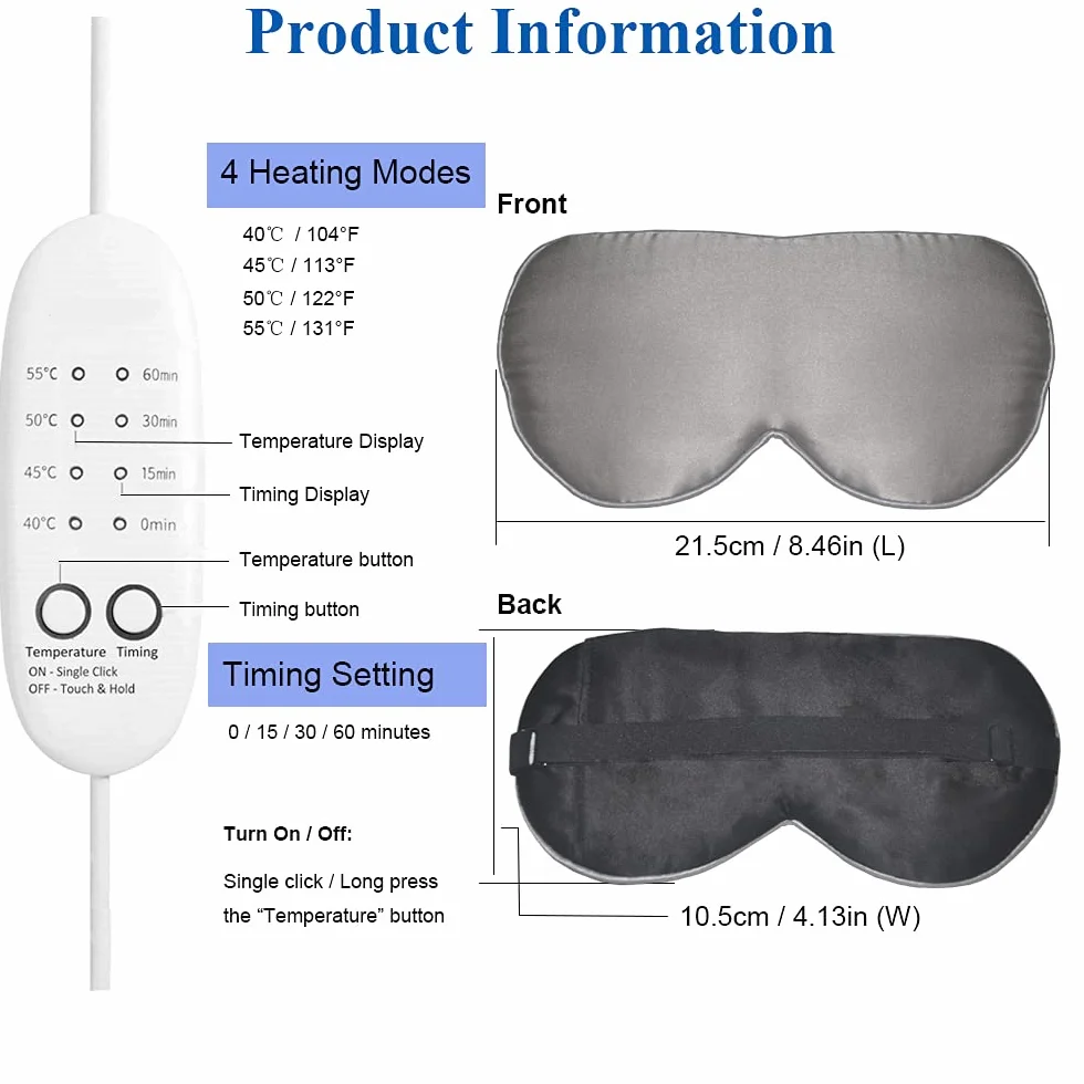 Maschera per gli occhi in seta riscaldata - Comprime calde per occhi gonfi, occhi secchi, blefarite, affaticamento, stili e MGD (grigio)