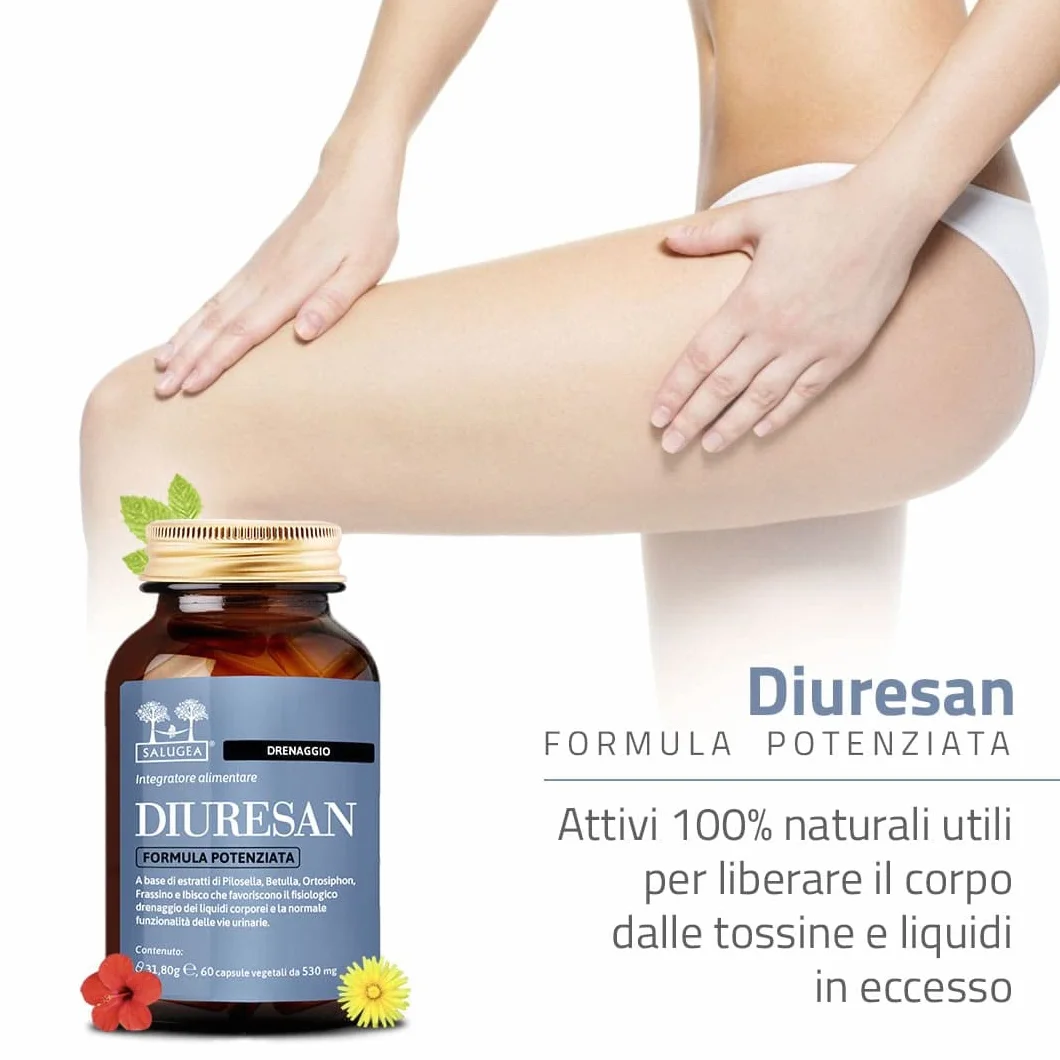 Salugea DIURESAN Formula Potenziata Integratore Ritenzione Idrica Drenaggio Depurazione Capsule Vegetali 60 capsule