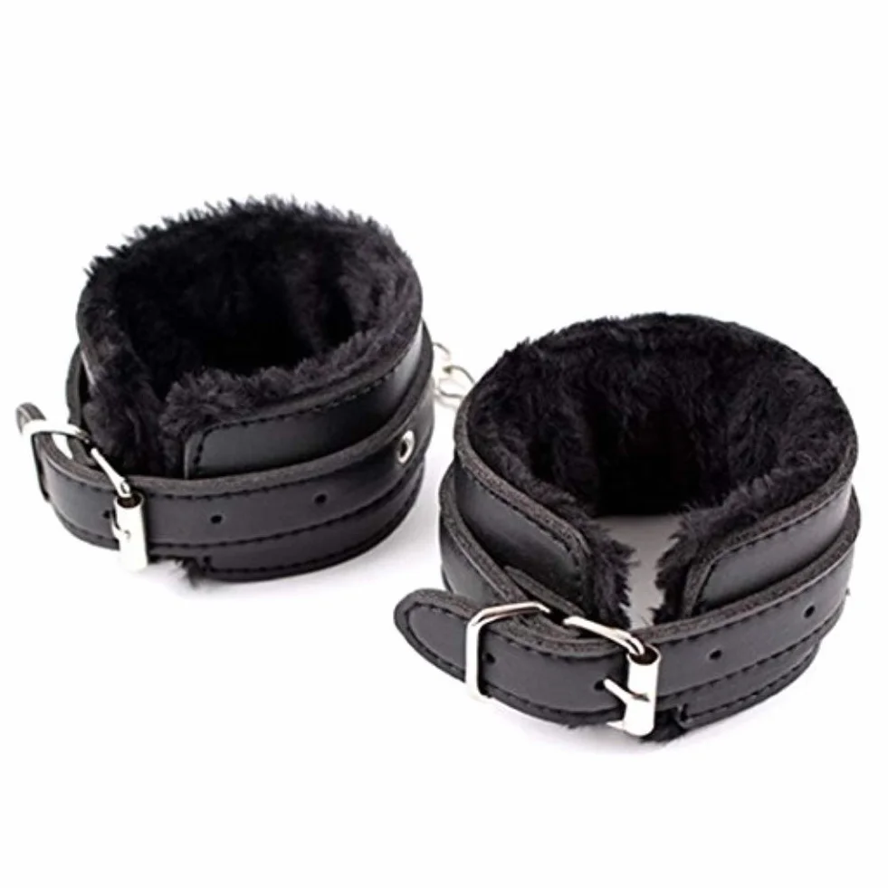 Coppia di Manette in Pelle con Cinturino da Polso Regolabile