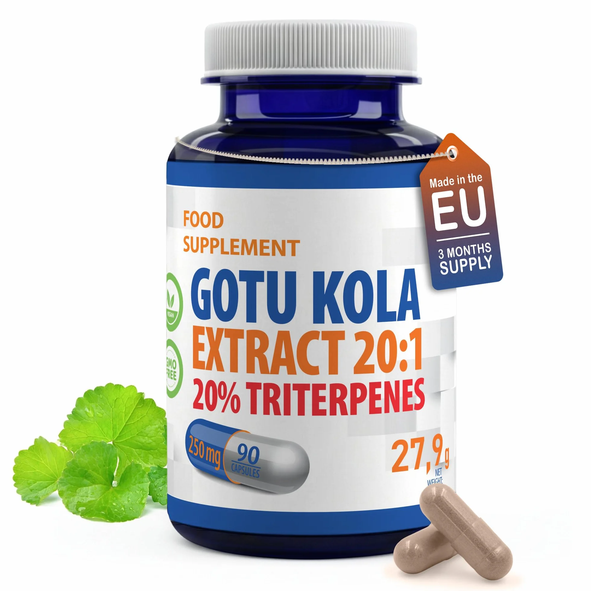 Hepatica Gotu Kola 5.000 mg Estratto 20:1 250 mg Triterpeni 20% 90 Capsule Vegane GMP