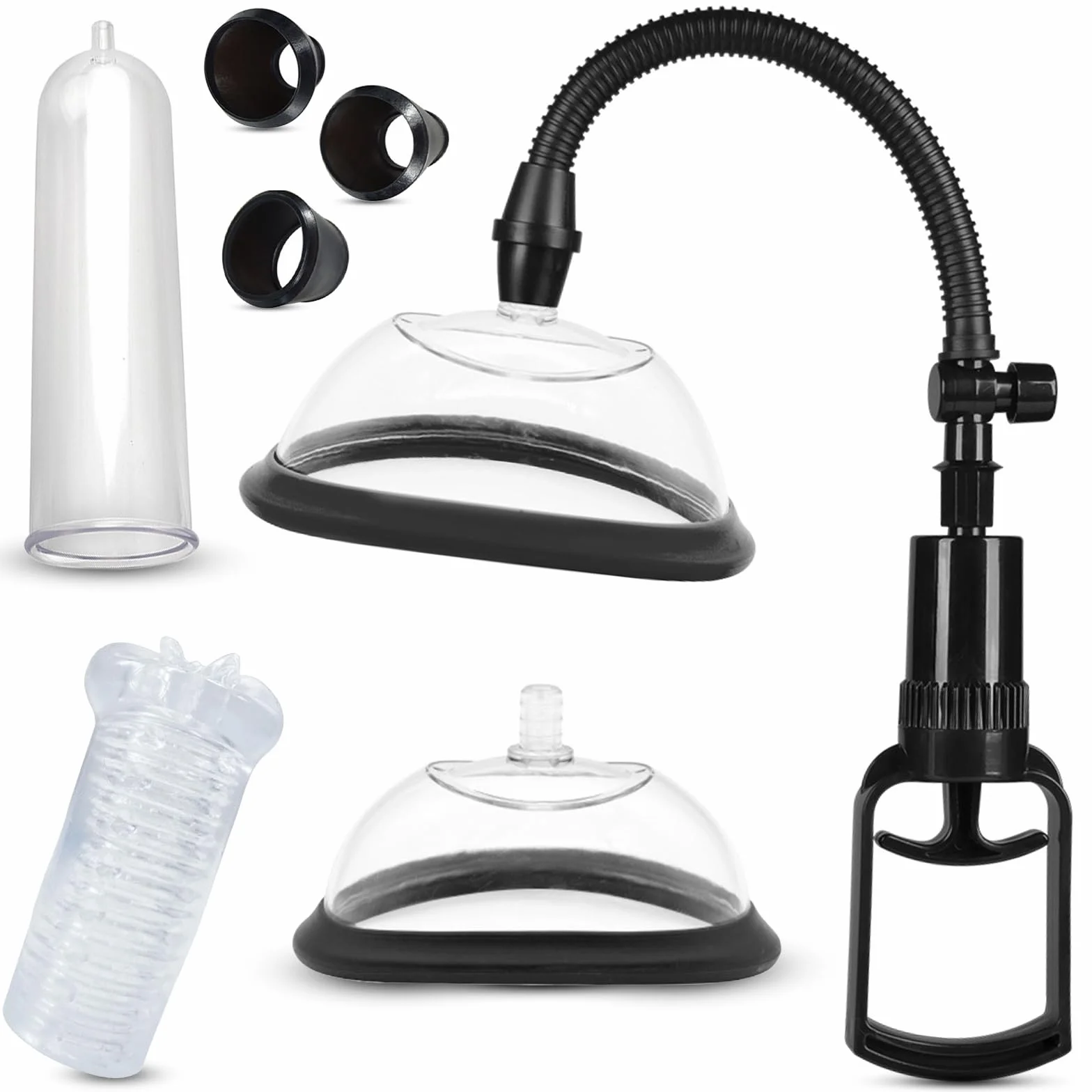 BDSMLOVE Pompa per pene multifunzionale, pompa per vagina, succhia capezzoli, pompa per capezzoli, pompa per figa, succhia clitoride, pompa a vuoto, masturbatore
