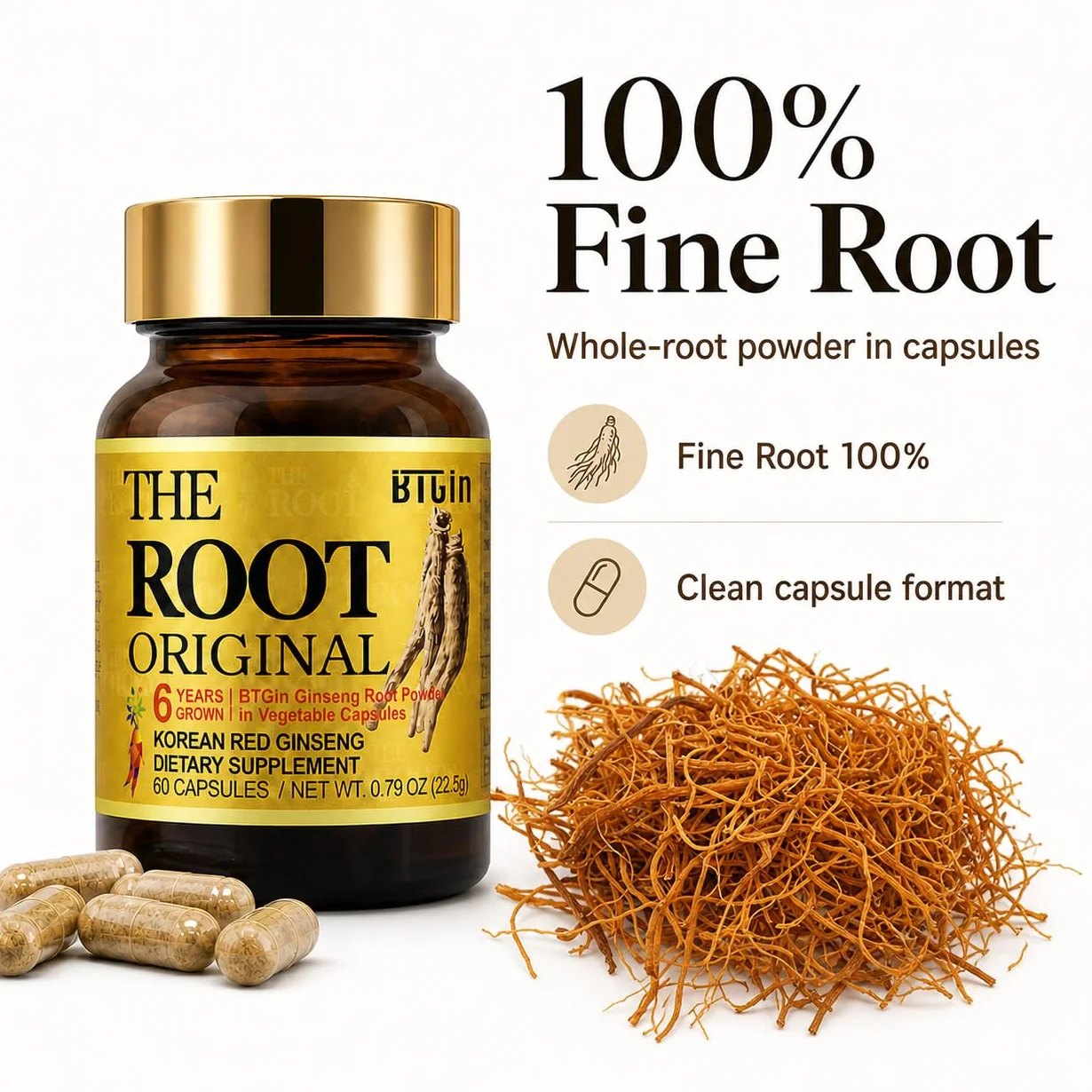 Ginseng Rosso Coreano Panax Integratore 1100% Polvere Radice Intera 60 Capsule Resistenza Benessere Immunità Senza Caffeina