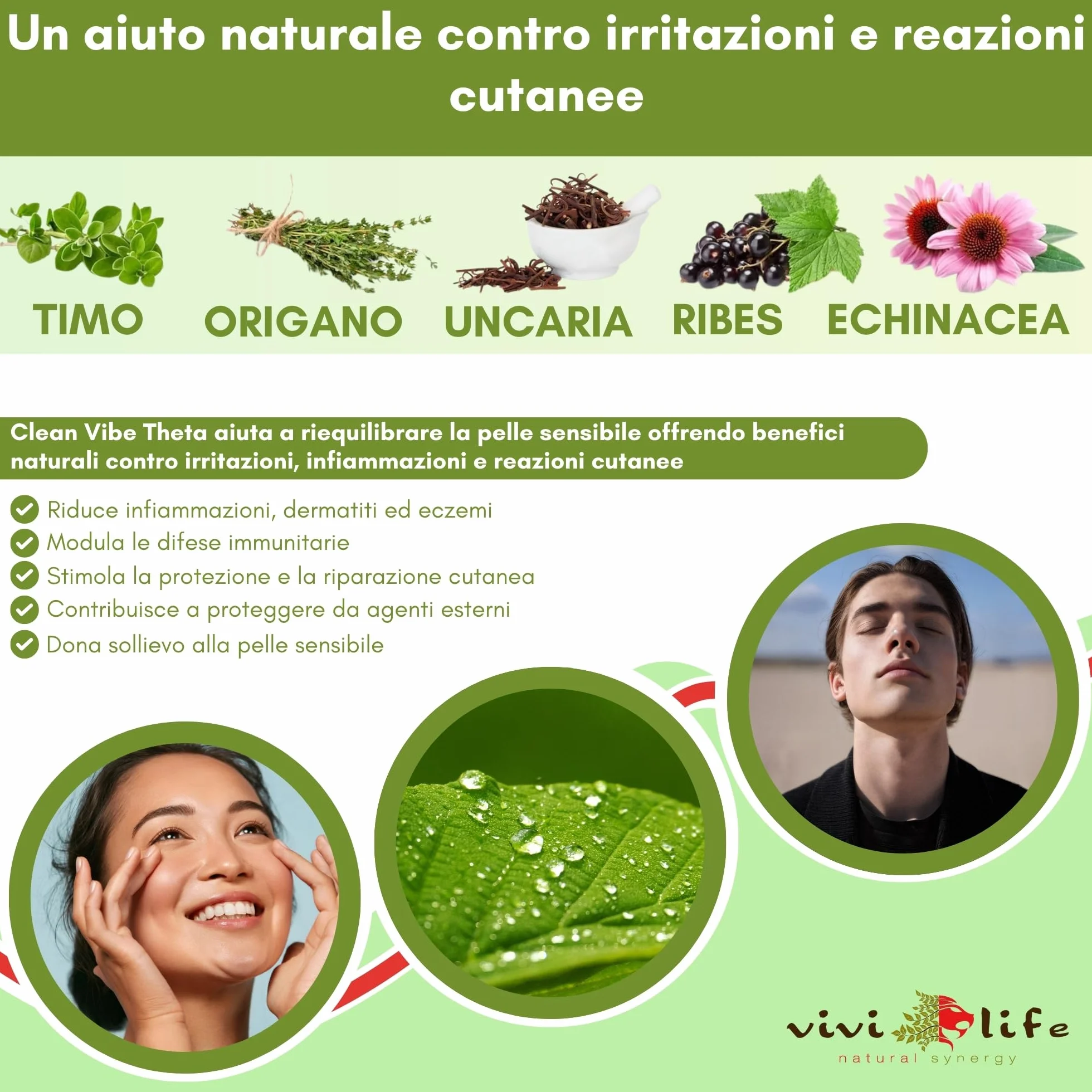 Clean Vibe Theta 50 ml Integratore Naturale per Difese Immunitarie con Uncaria, Timo, Origano, Ribes, Echinacea