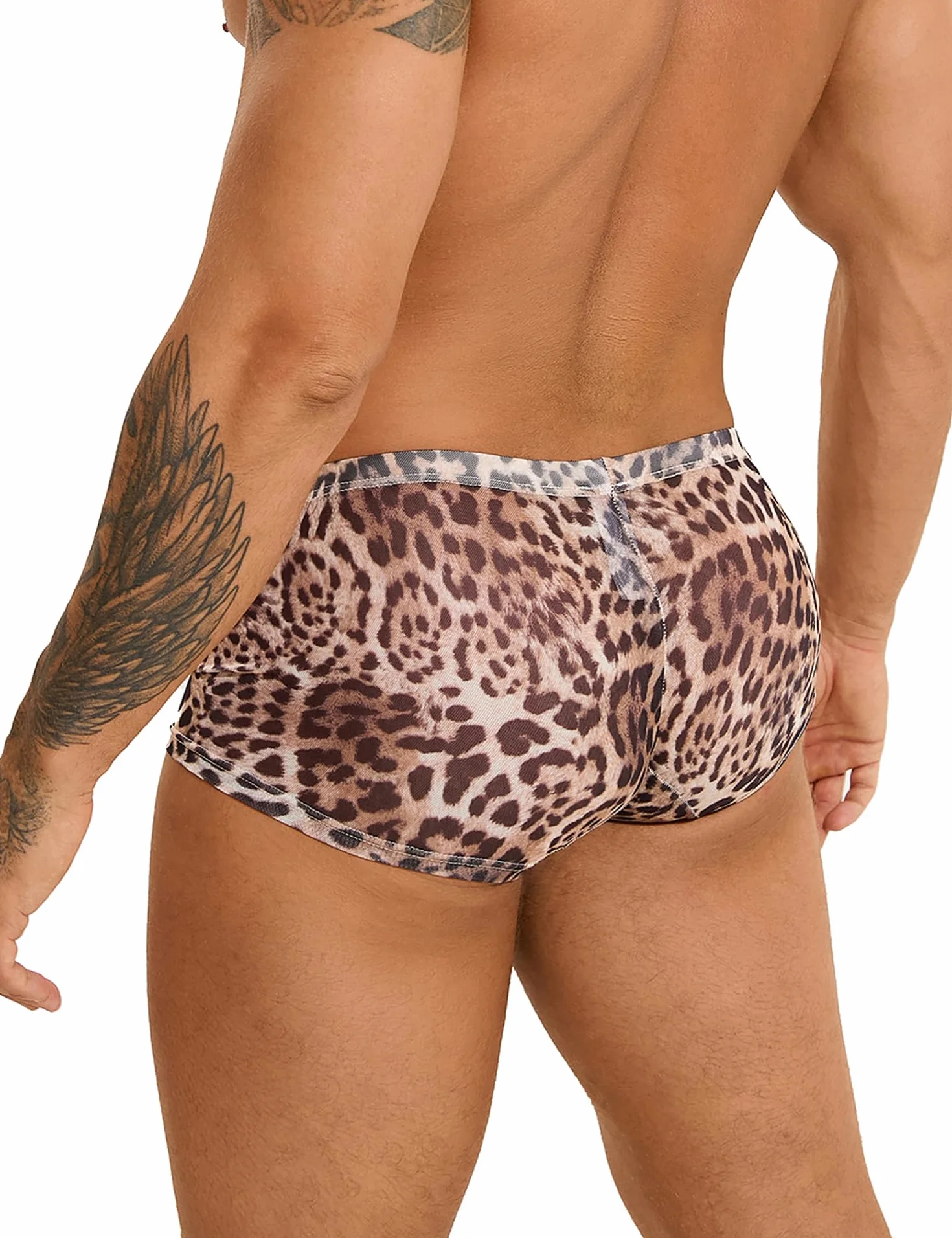 ohyeahlady Taglie Forti Boxer Uomo Leopardato Elastica Perizoma Morbido Vita Bassa Mutande Simpatiche Elasticizzate Traspiranti Brief Intimo Curvy Lingerie Mankini Tanga