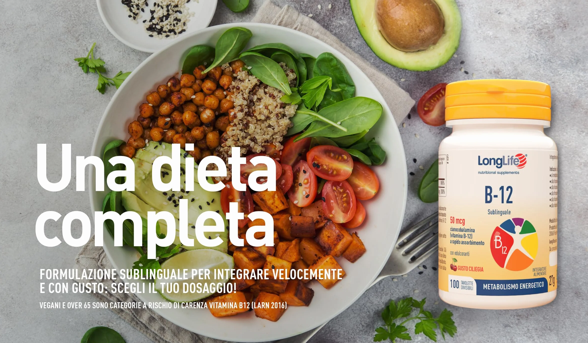 LongLife B12 50 mcg 100 tavolette divisibili sublinguale vegano senza glutine