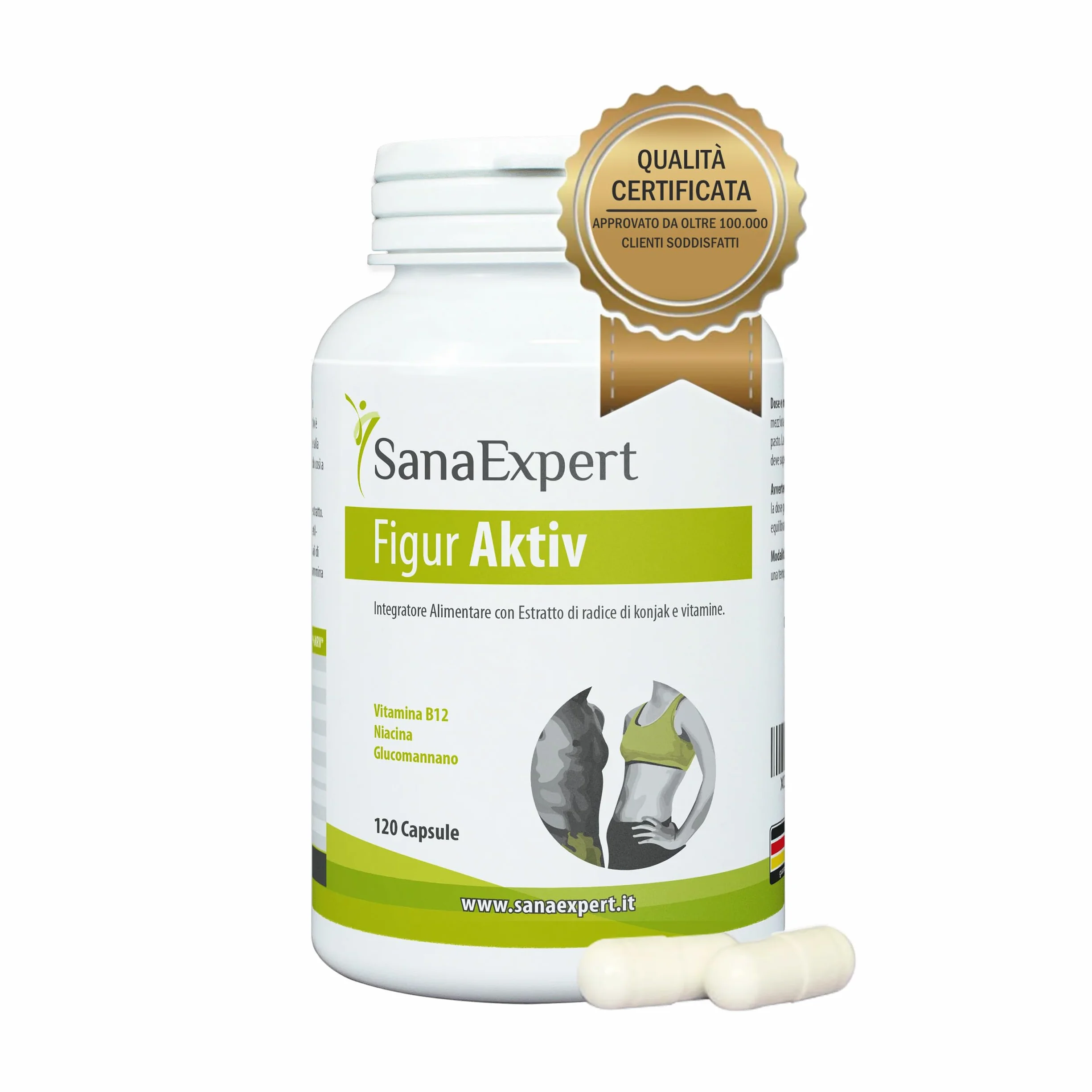 SanaExpert Figur Aktiv Integratore Naturale Konjac Vitamina B12 120 Capsule