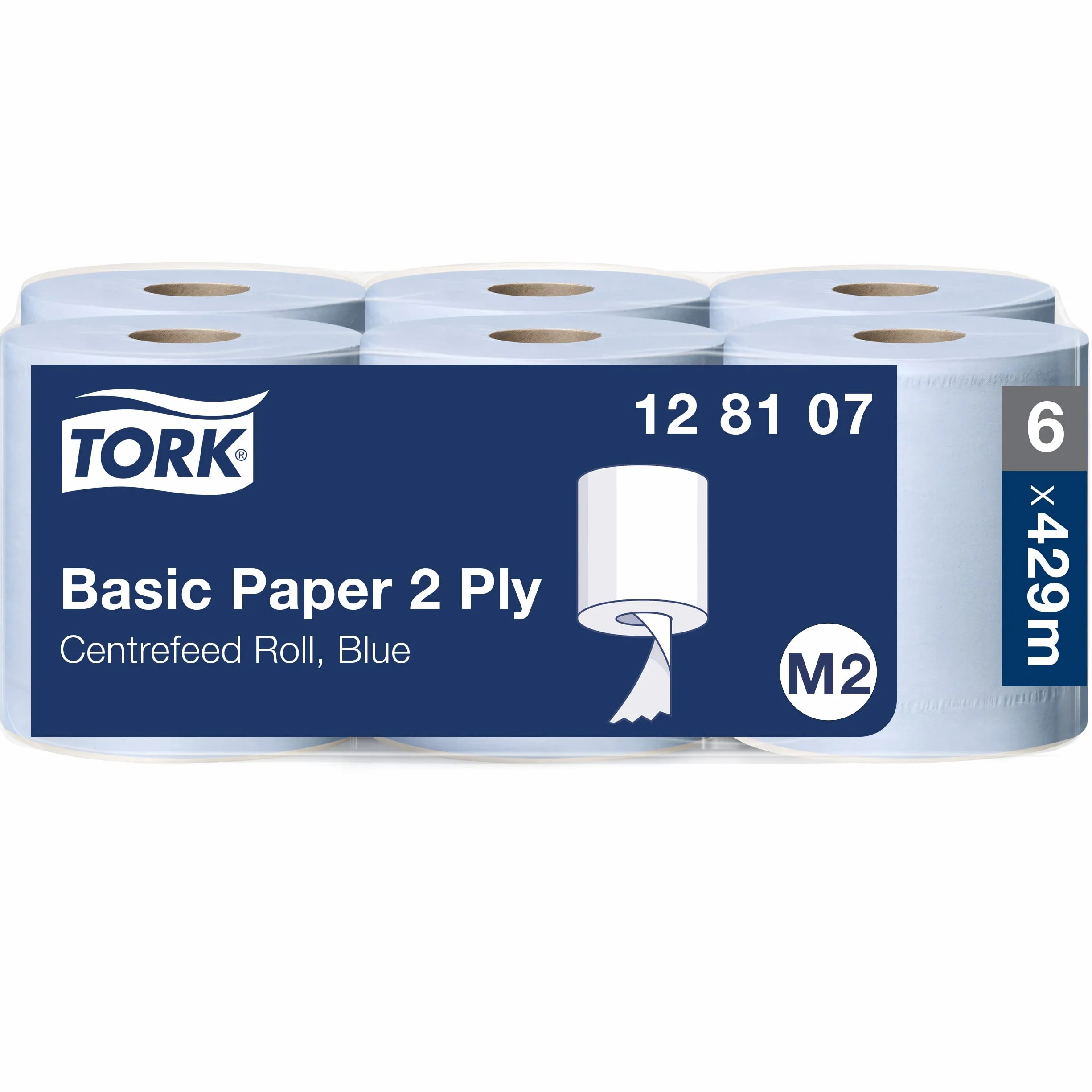 Tork 128107 Carta per asciugatura Advanced, 2 veli, 6 rotoli x 150 m, blu