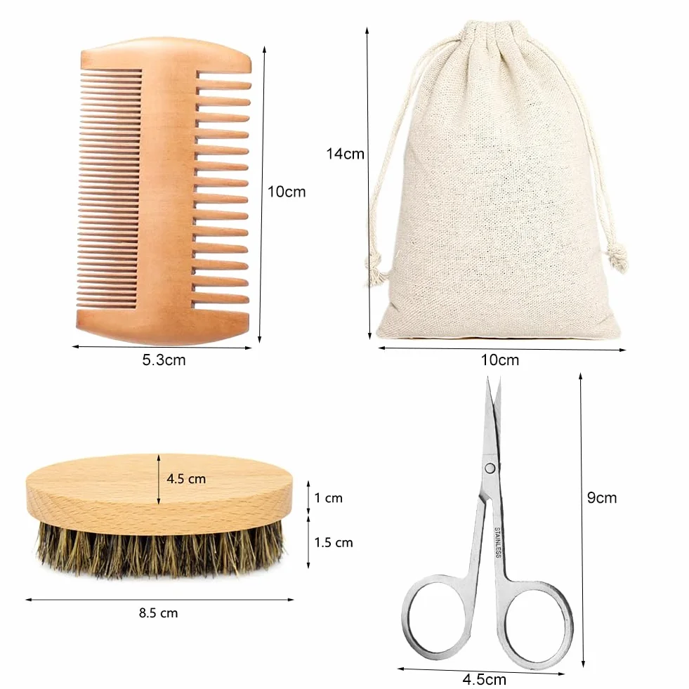 Cerioll Spazzola Da Barba Con Setole, Spazzola Da Barba Con Setole Di Cinghiale, Spazzola Per Barba Uomo, Pettine Da Barba E Set Di Spazzola Per Uomo, Con Pettine Per Barba, Forbici Da Barba