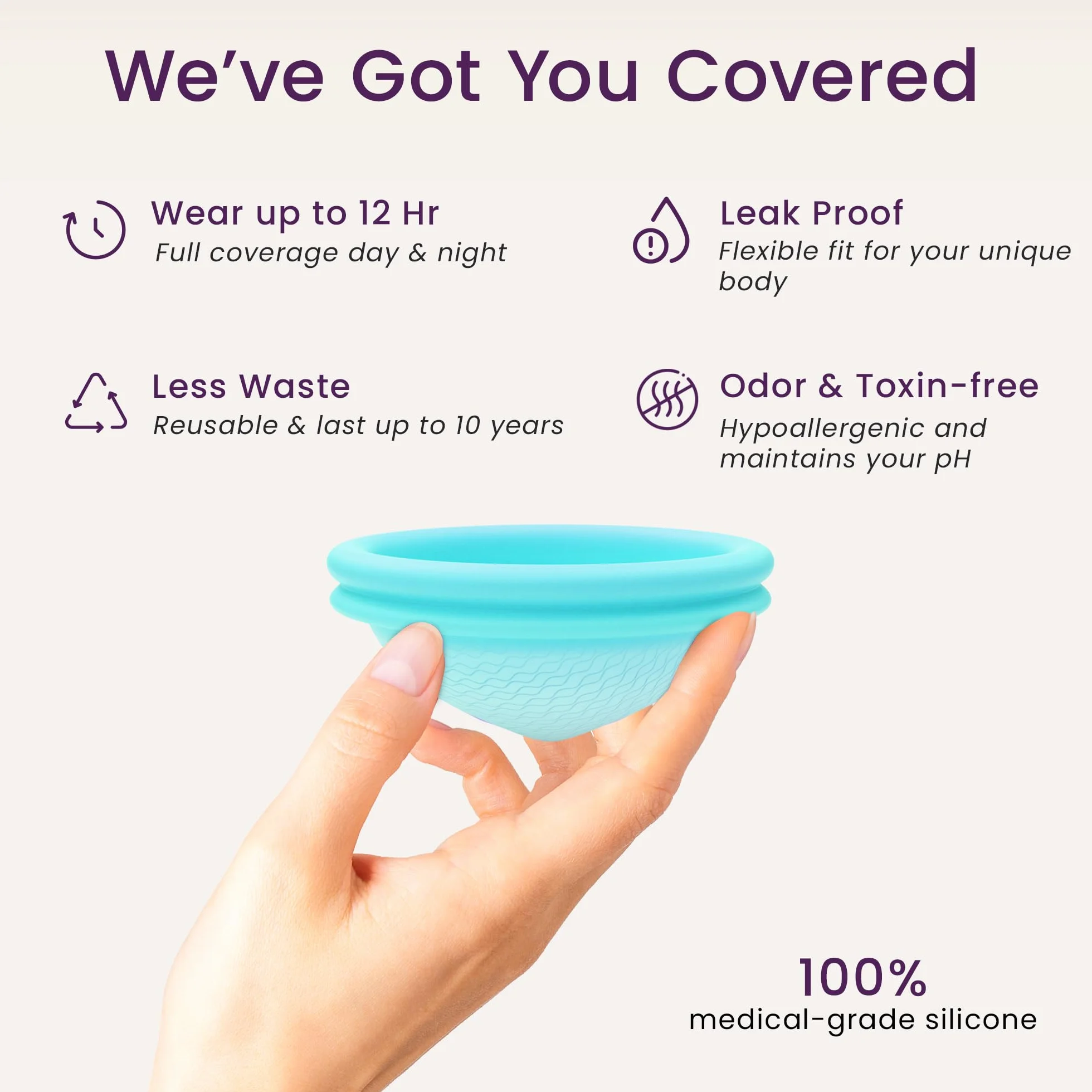 Ecoblossom Dischi mestruali riutilizzabili a prova di perdite - Silicone di grado medicale, sostenibile, ecologico. Confezione da 2 dischetti mestruali grandi, capacità 68 ml