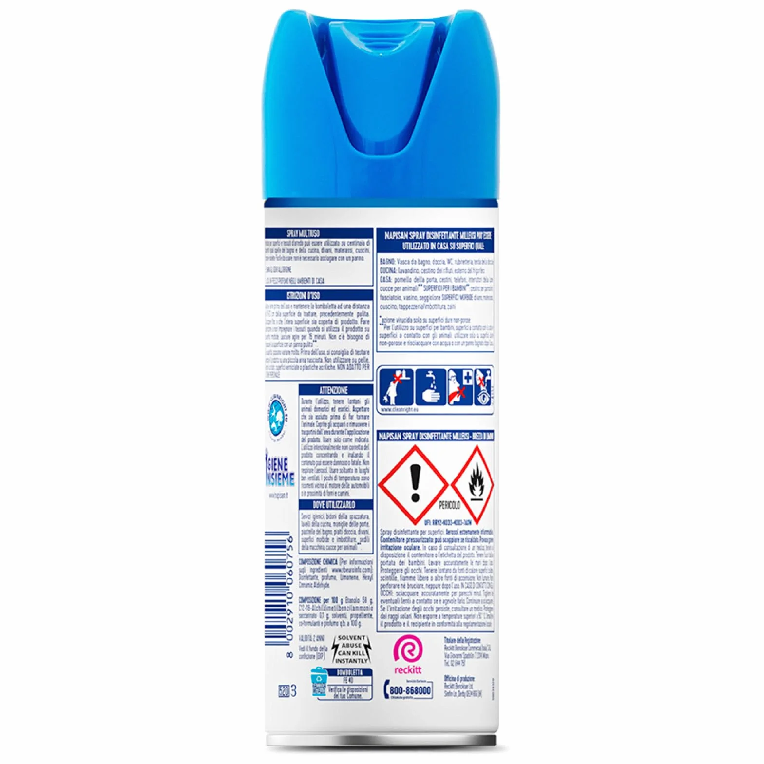 Napisan Spray Disinfettante Milleusi 2x400ml per Tessuti e Superfici Elimina Batteri Funghi Virus