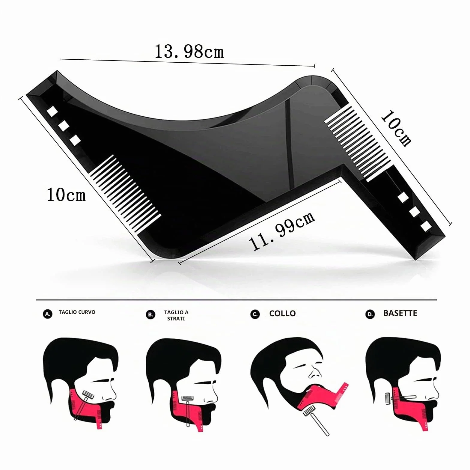 Pettine Stencil Barba Signori Collo Sagome Styling Tool Rasatura Barba