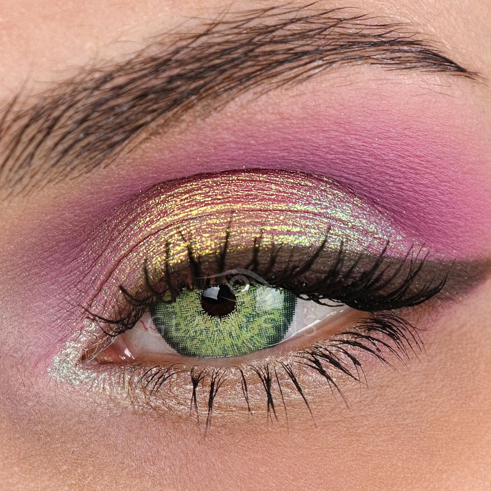 GLAMLENS Lenti a Contatto Colorate Verde Ibiza Green - 2 Pezzi, Silicone Idrogel, DIA 14.20, 0.00 Diottrie