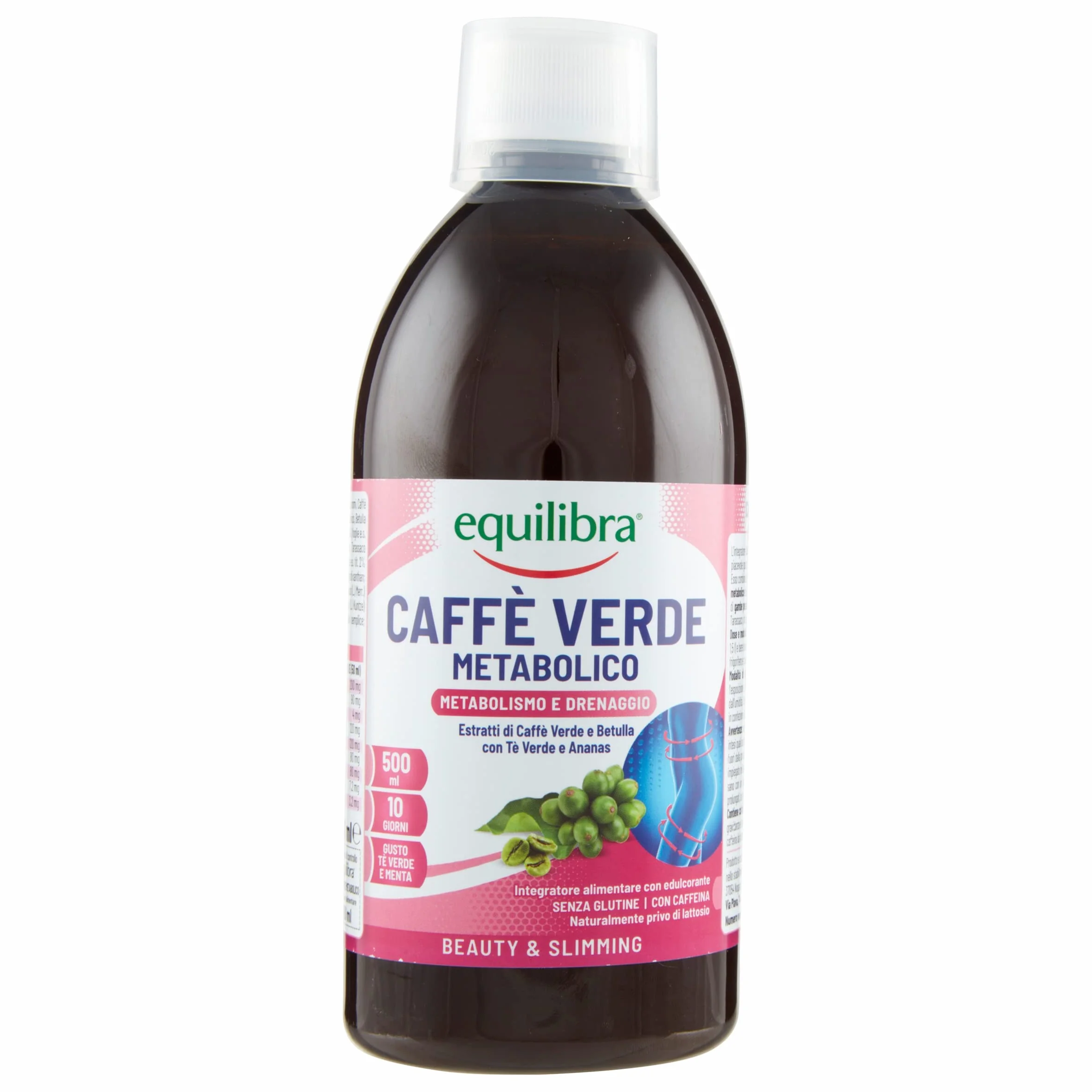 Equilibra Caffè Verde Metabolico Integratore per l'Equilibrio del Peso Corporeo con Tè Verde, Ananas, Betulla, Tarassaco, 500 ml