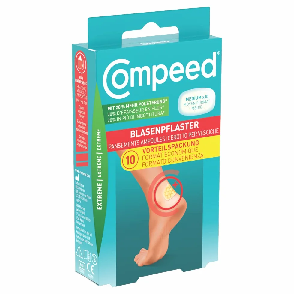 Compeed Extreme Cerotti per vesciche medie o grandi, 10 pezzi, resistenti all'acqua