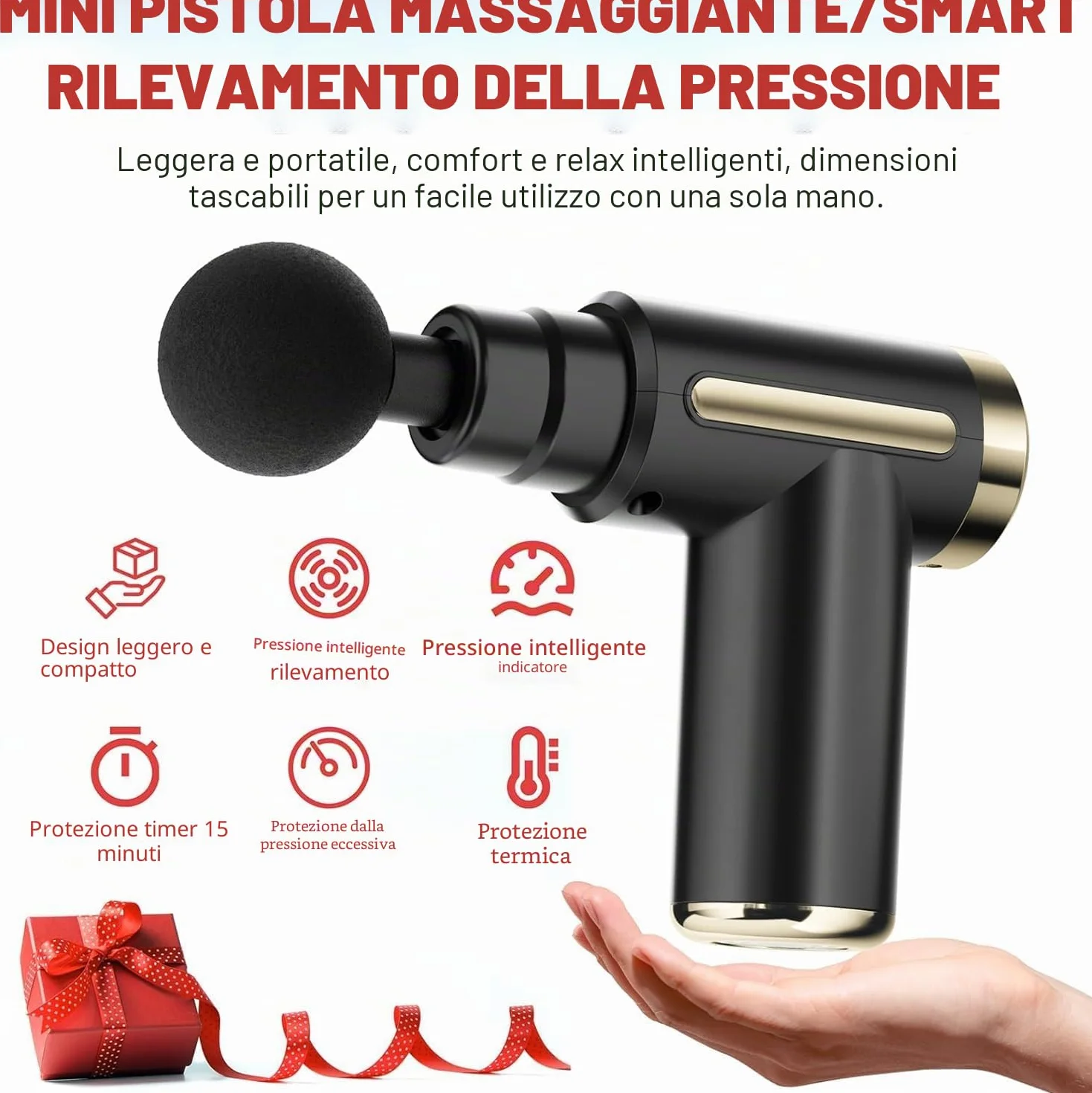 Pistola Massaggio Muscolare Mini Cotsoco Massaggiatore Muscolare Ultraleggera Regolazione a un Pulsante 6 Velocità Massaggiatore per Tessuti Profondi