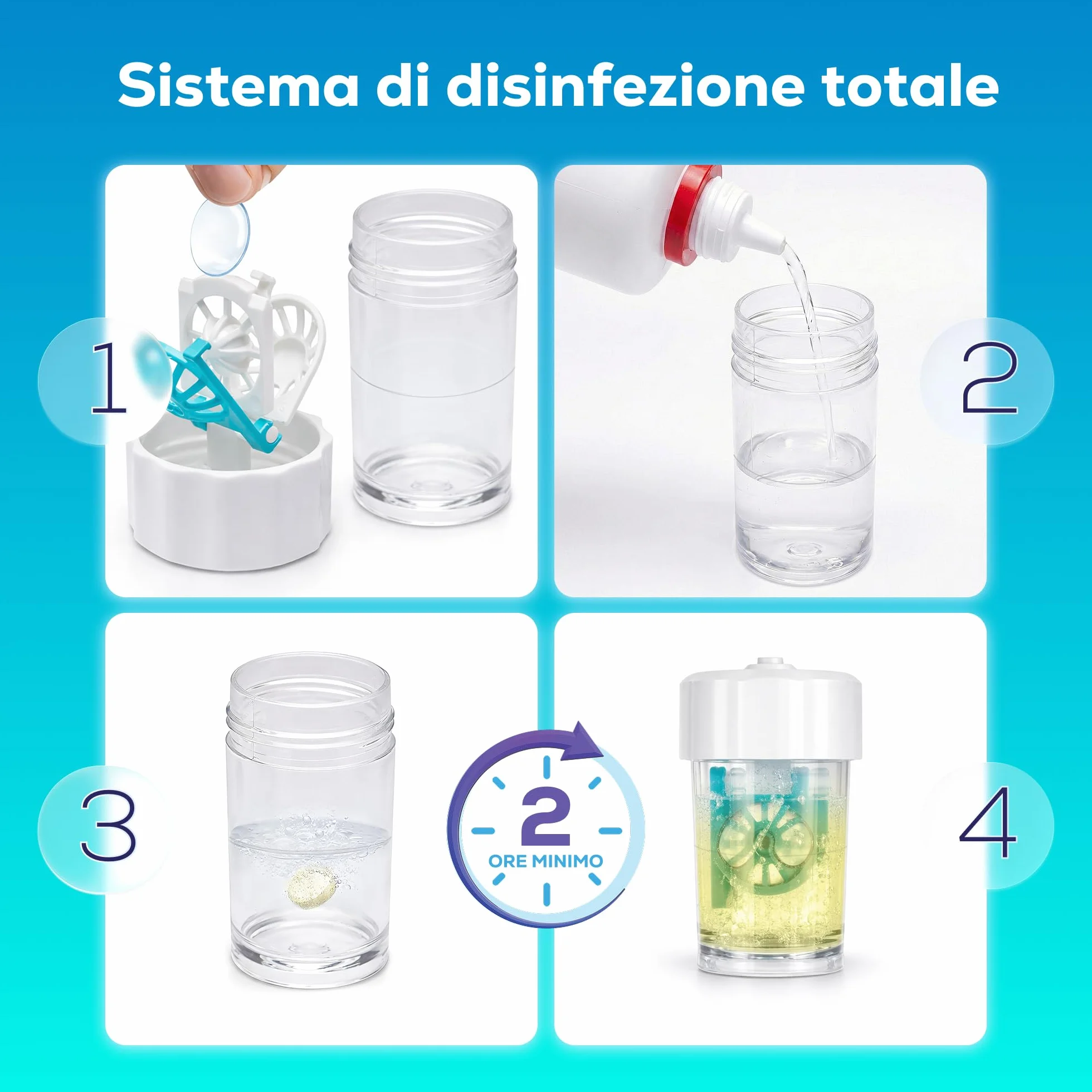 Soluzione al Perossido per Lenti a Contatto con Compresse Neutralizzanti e Portalenti Specializzato per Pulizia Profonda e Disinfezione, 2 x 350 ml