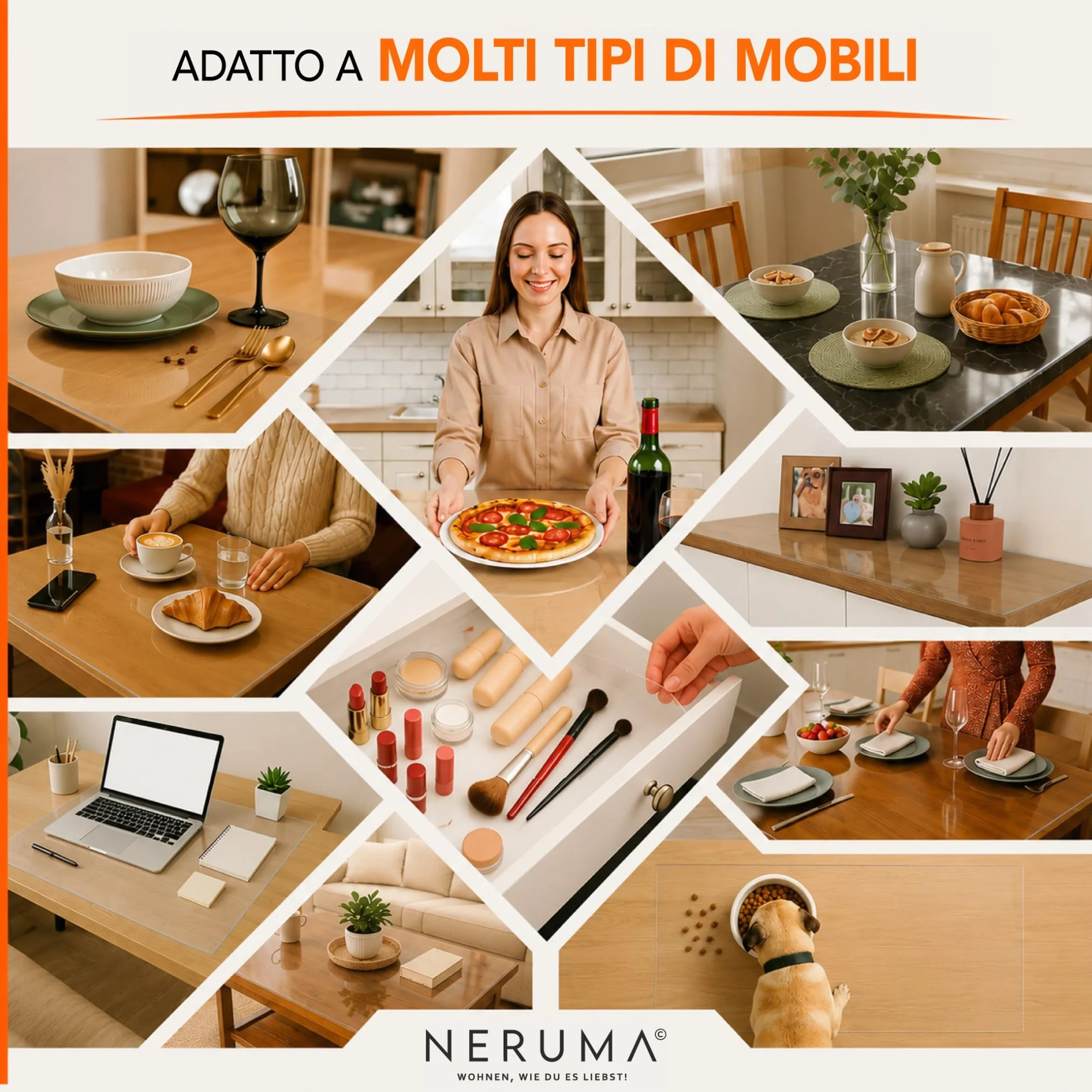 Copritavolo trasparente copritavolo, tovaglia trasparente, antimacchia, lavabile e ritagliabile individualmente – 2 mm