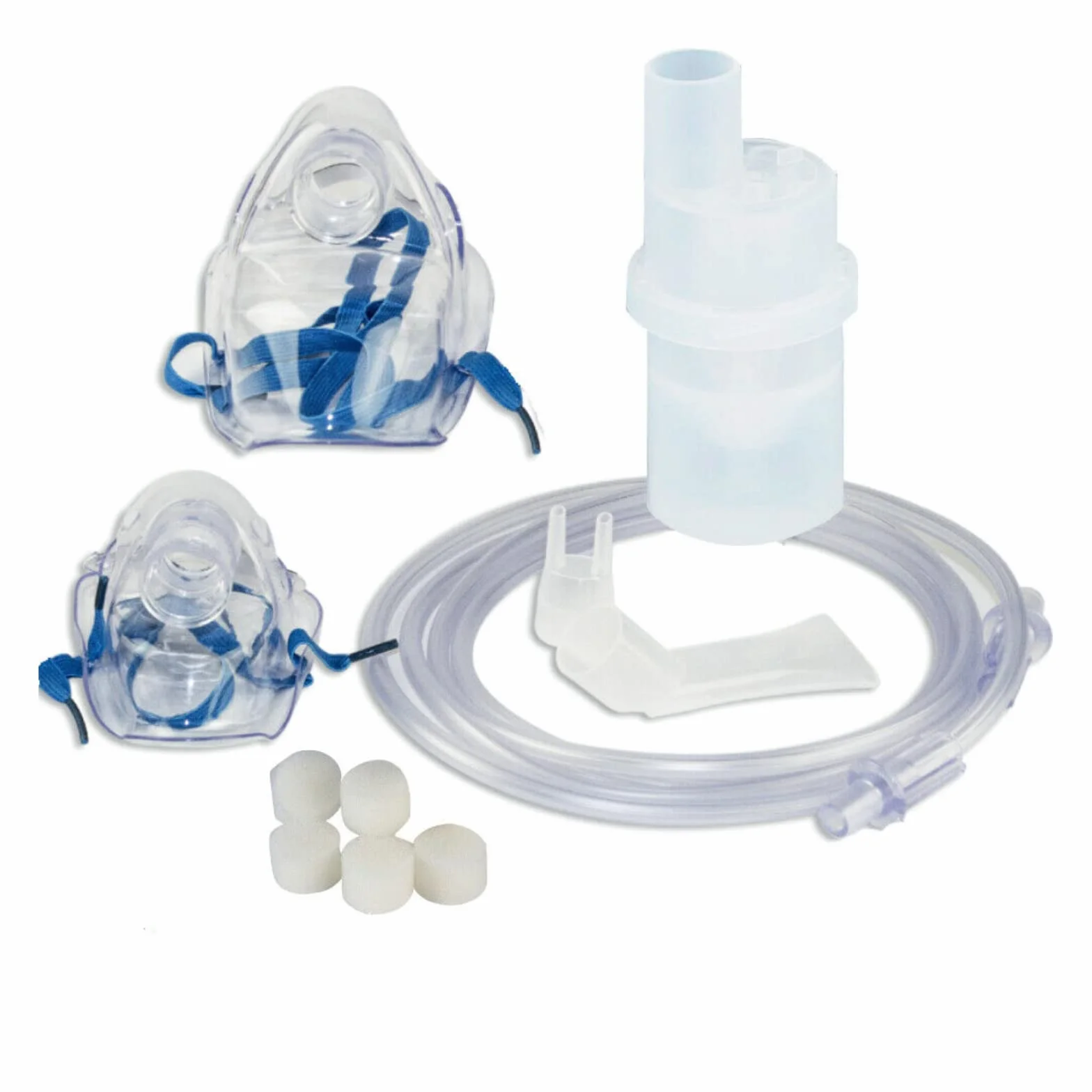 CURA FARMA CuraNeb Kit Ricambio Universale per Aerosol a Pistone con Ampolla, Mascherina Adulti e Bambini, Tubo, Forcella, Boccheruola Compatibile Nebula Aerosol Microlife, Dispositivo Medico CE