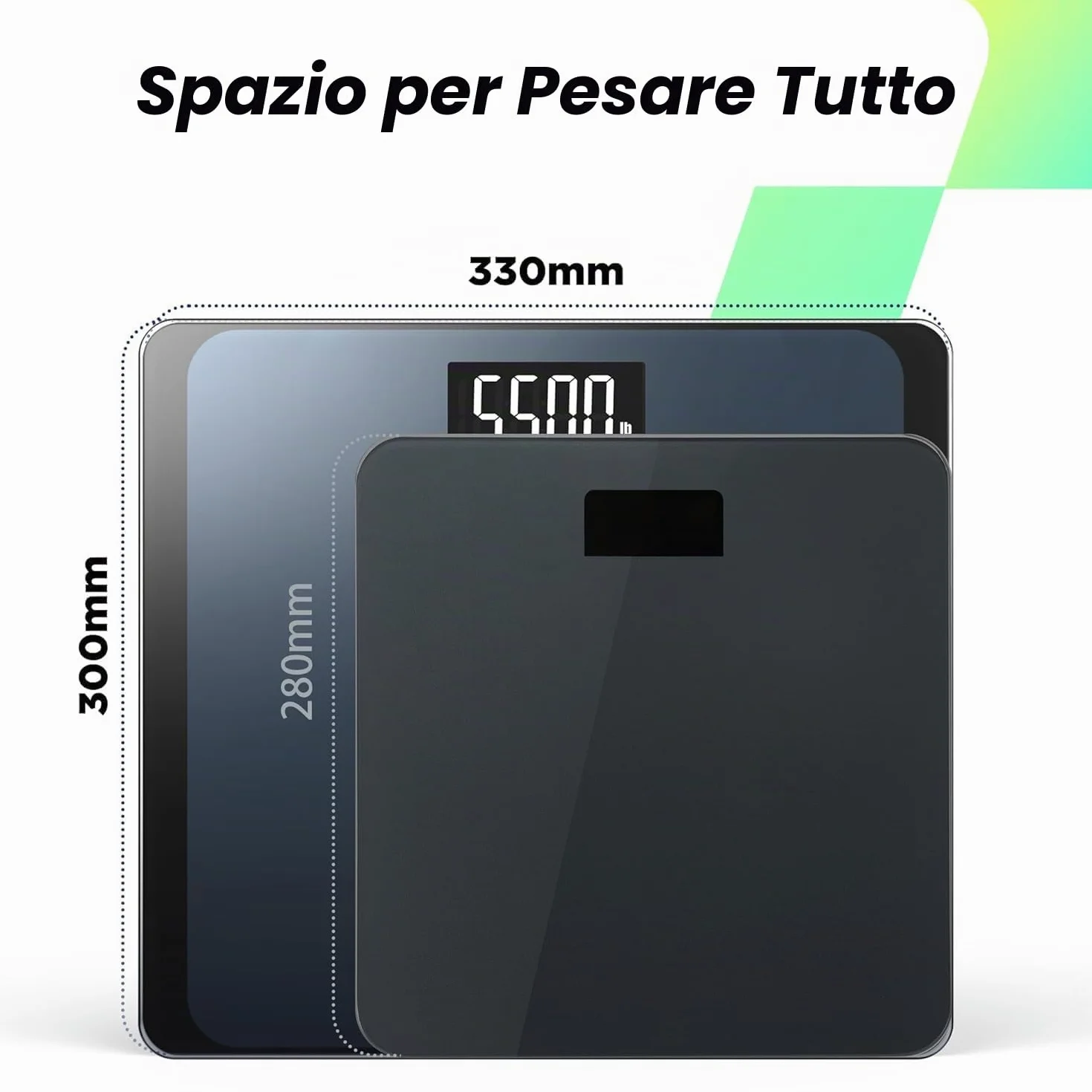 RunStar Bilancia Pesapersone Digitale 250kg Piattaforma Ultra Ampia Display LCD Alta Precisione