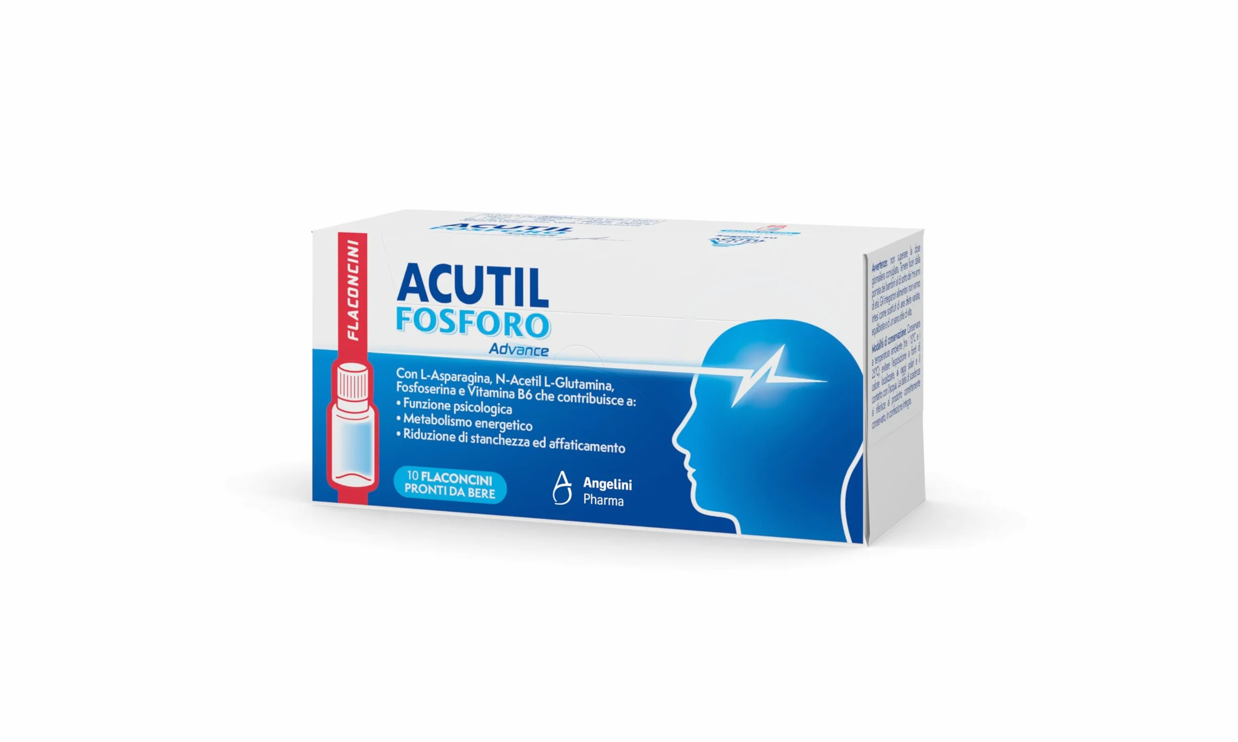 Acutil Fosforo Advance Integratore Alimentare con Vitamina B6, L-Asparagina, Fosfoserina e L-Glutammina, 10 Flaconi