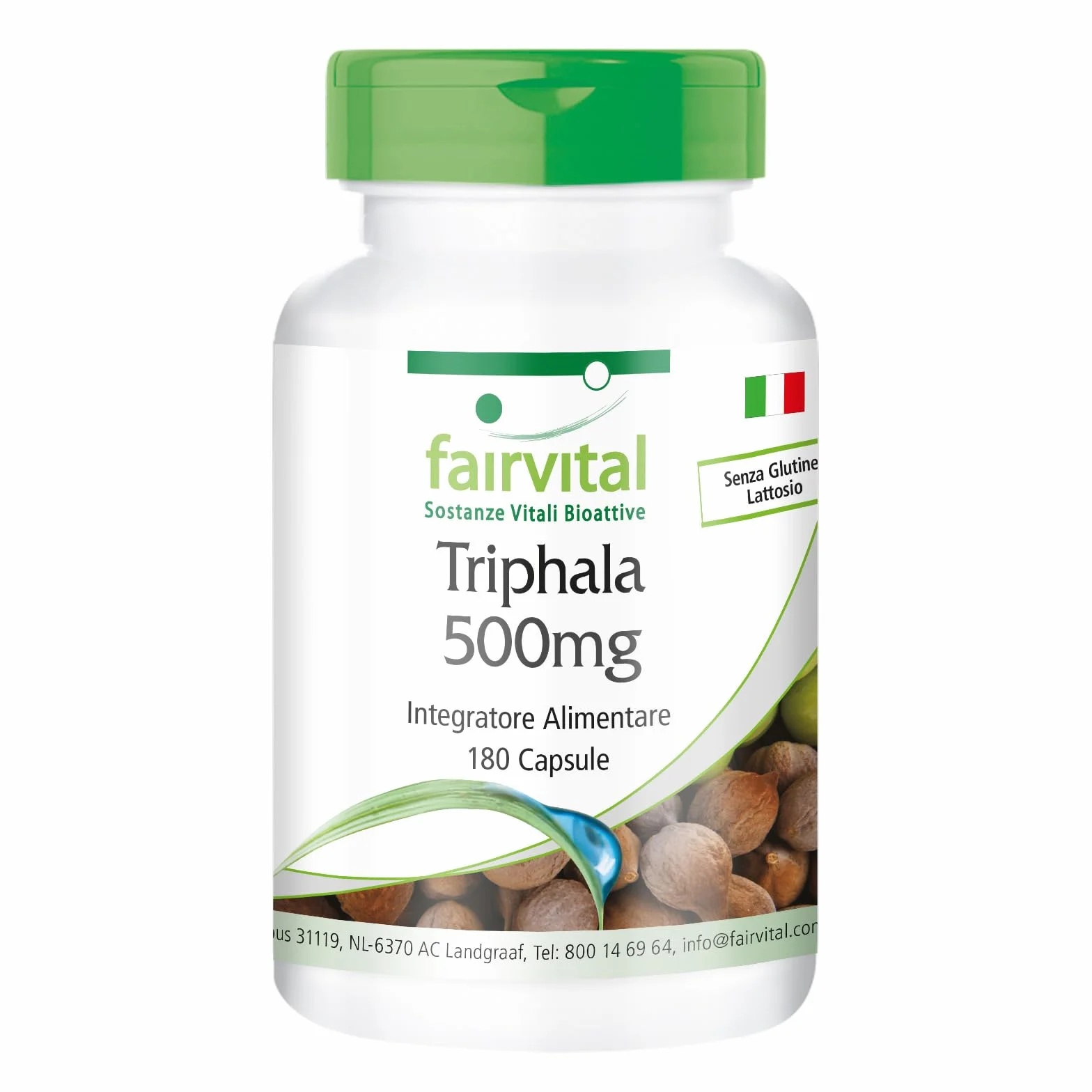 fairvital Triphala 500 mg, 180 capsule vegane, tripla frutta ayurvedica, Amalaki, Haritaki, Bibhitaki, qualità testata e ad alto dosaggio, Made in Germany