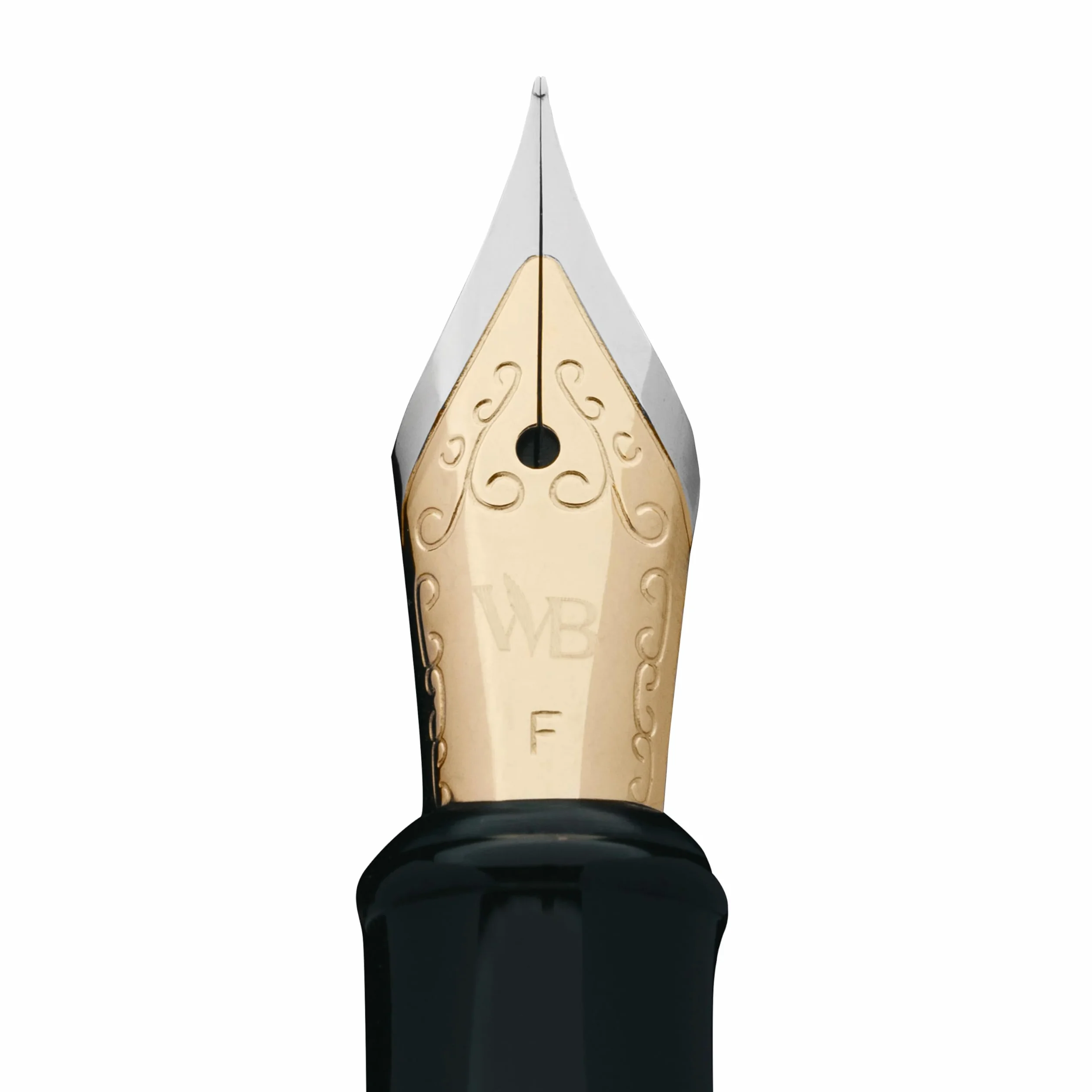 Erudite Fine Nib Black Gold Trim Pen