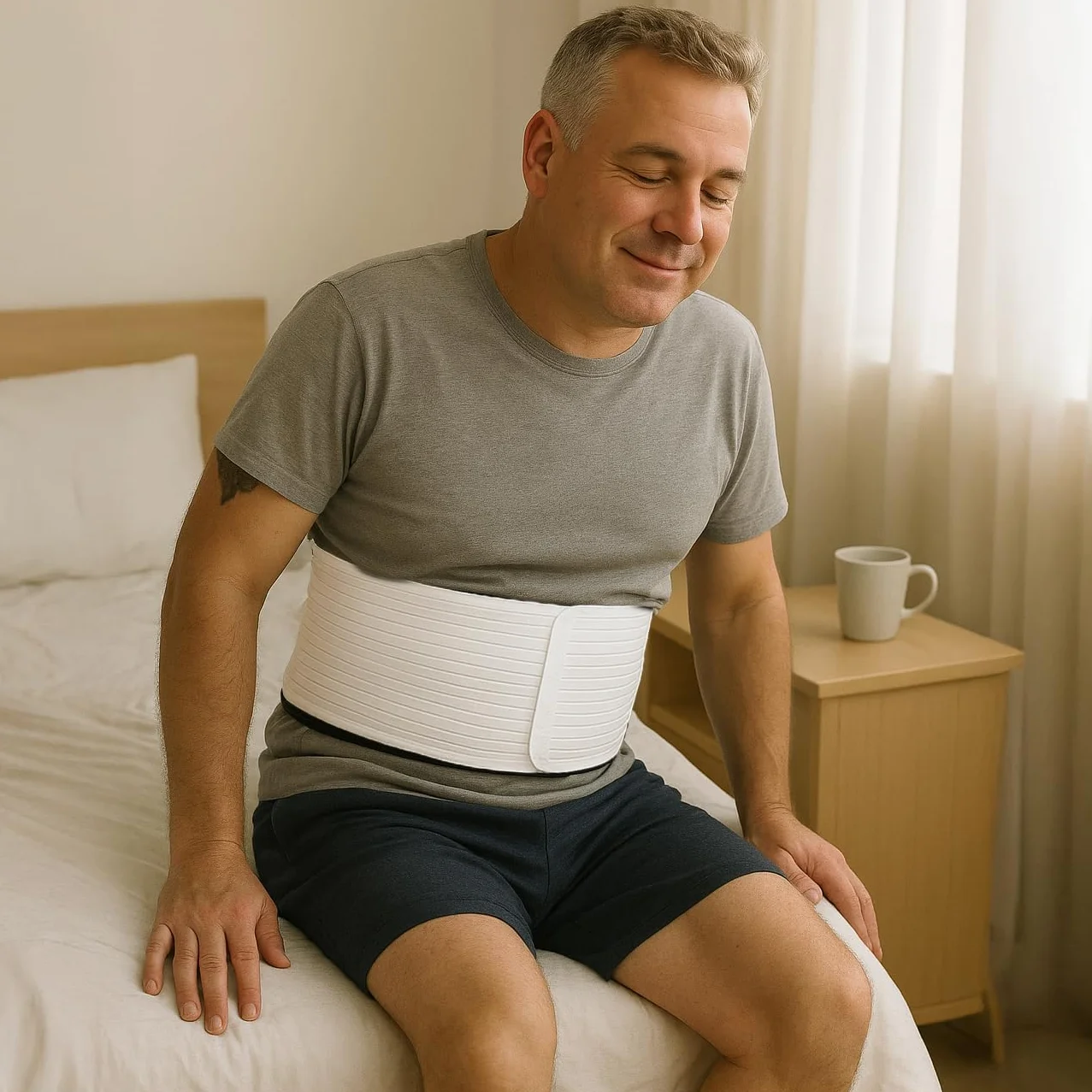 BODYPERFECT Fascia ernia ombelicale Pancera post operatoria Cintura post parto Elasticizzata A Strappo Altezza 20 Cm Made in Italy (Bianco, S)