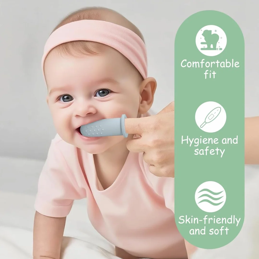 4 Pezzi Spazzolini da Dito in Silicone per Bambini, Spazzolino Neonati e Spazzolino Silicone per la Prima Igiene Orale, Massaggio Gengivale e Dentizione