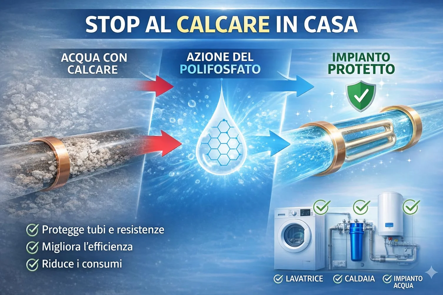 Polifosfati Anticalcare Universali per Dosatore Caldaia | Ricarica di Ricambio Made in Italy | Set 36 Pezzi