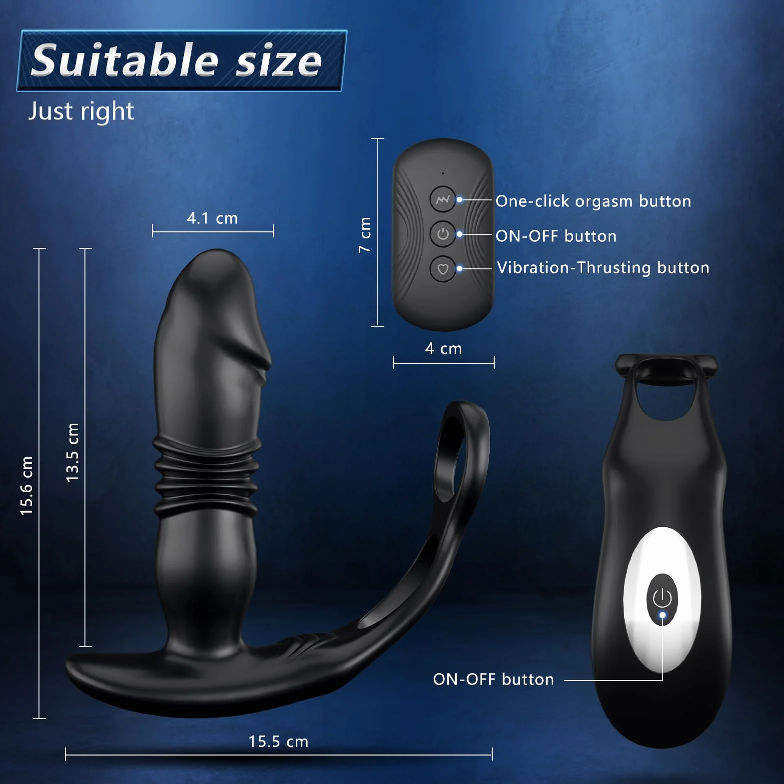 4 IN 1 Vibratore Massaggiatori Prostata con Anelli Pene per Uomo, Thrusting Sex Toys per Stimolare il Testicolo e Anali, Vibratori Penis Ring con 12+3 Modos, Morbido ed Elastico, Durevole (GF-003)