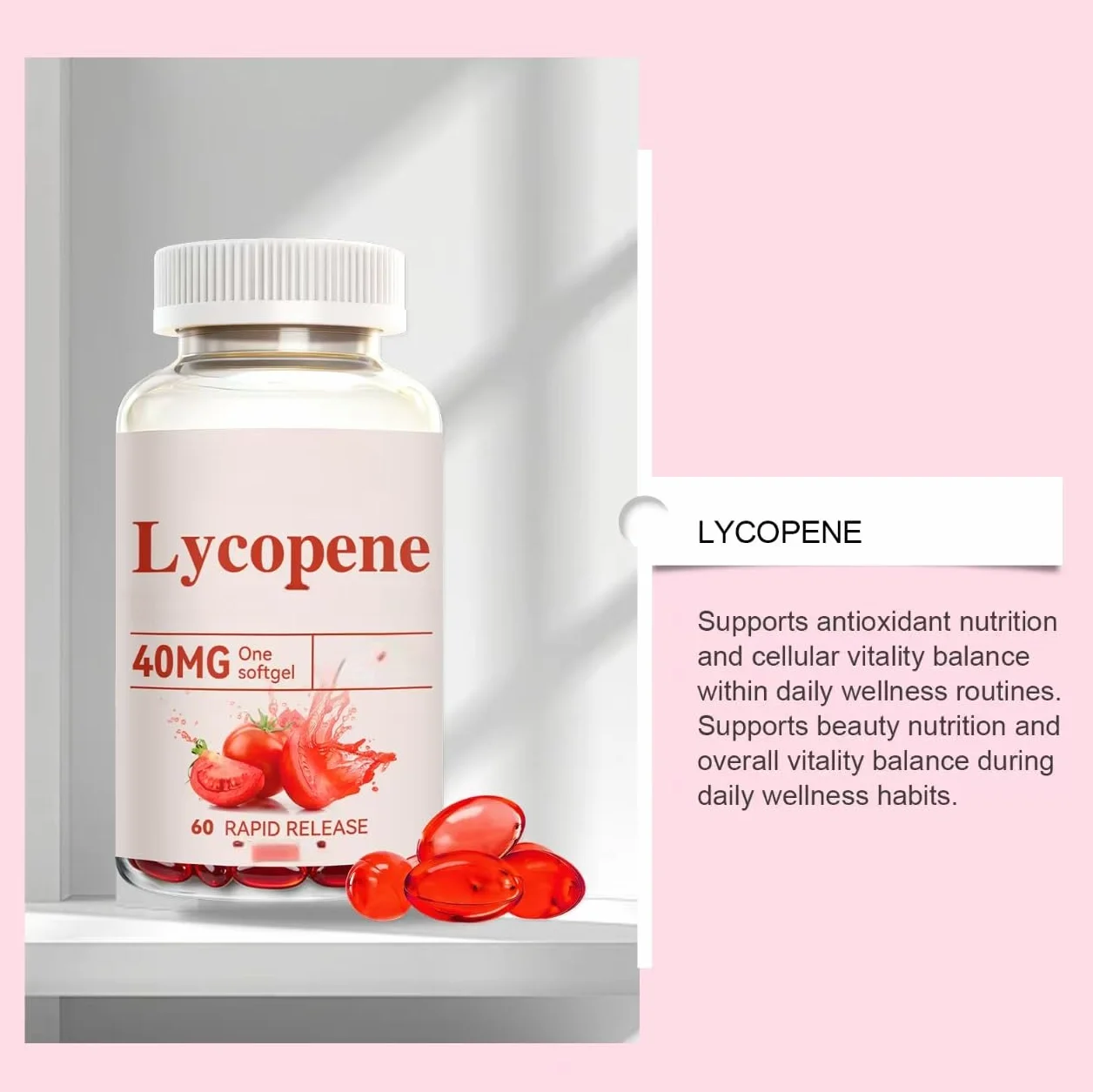Licopene 40 mg estratto di pomodoro antiossidante 60 conteggi 3PCS
