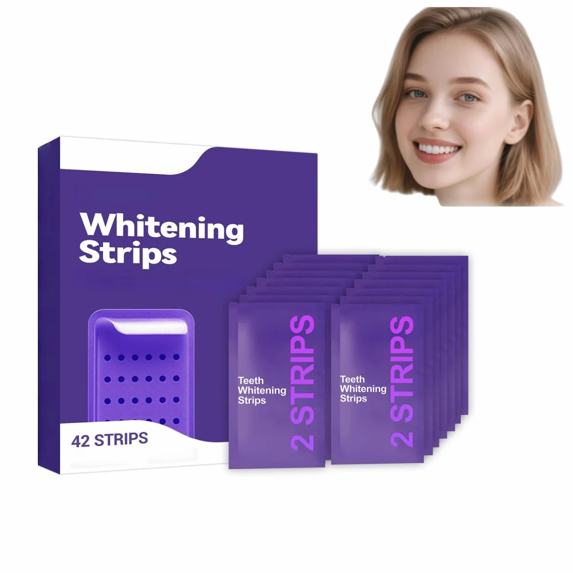 Strisce Sbiancanti Denti - Whitening Strips Senza Perossido per Denti Sensibili, Risultati in 7 Giorni, Sbiancamento Professionale a Casa, Rimuove Macchie Caffè/Vino/Fumo, Sicure per lo Smalt (42pcs)
