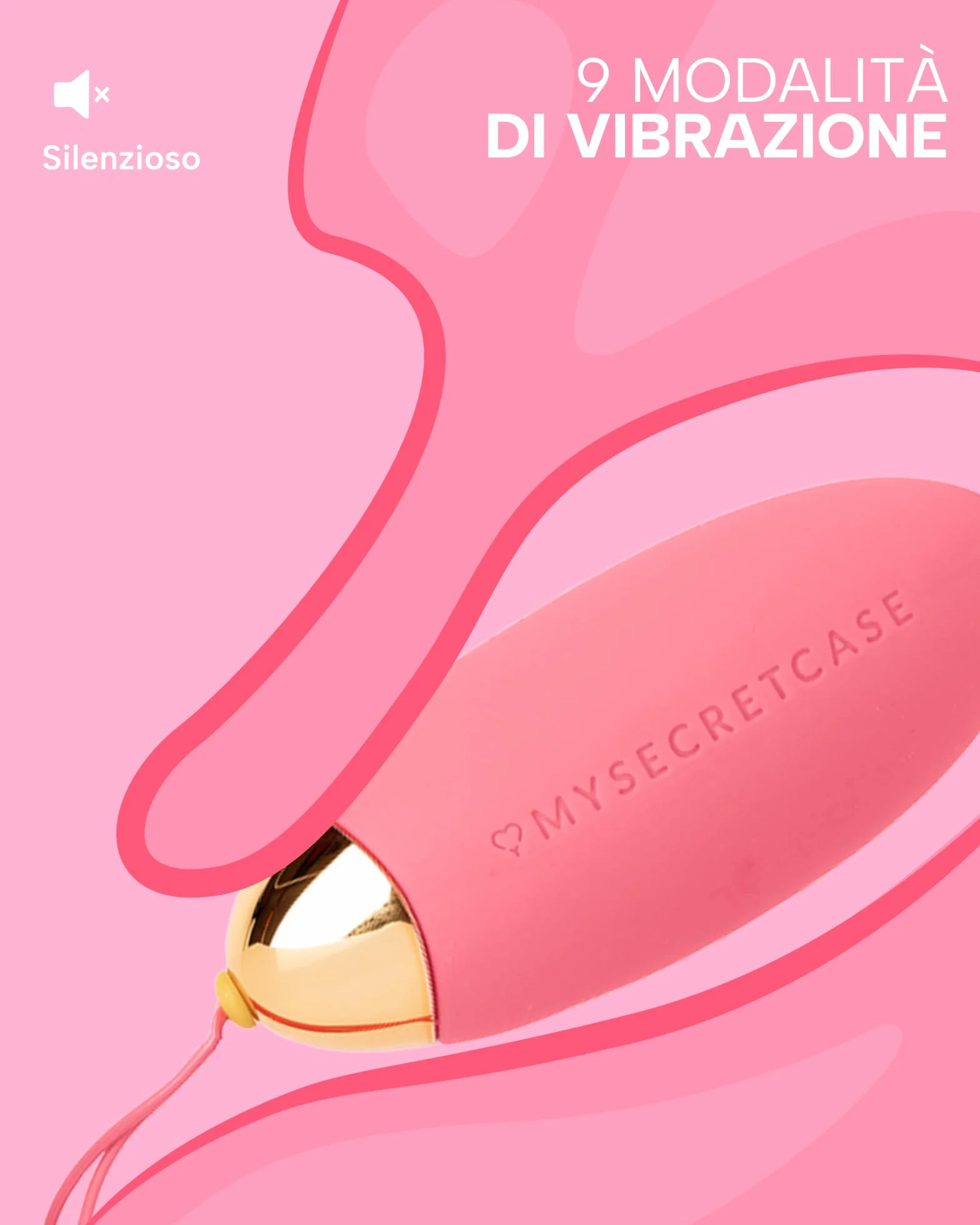 MySecretCase Ovetto Vibrante Donna Wireless Comando a Distanza 9 Vibrazioni Impermeabile Rosa