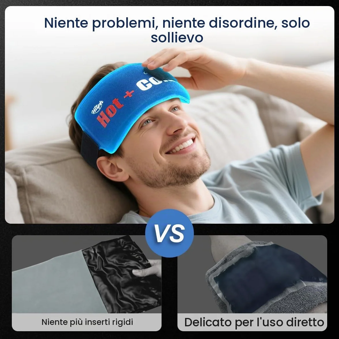 Hilph Impacco di Ghiaccio Gel Riutilizzabile, 2 Pezzi Ghiaccio Gel Freezer per la Terapia a Caldo e Freddo per Lesioni, Cuscinetto Gel Caldo Freddo per Viso, Testa, Occhi Stanchi, Denti del Giudizio