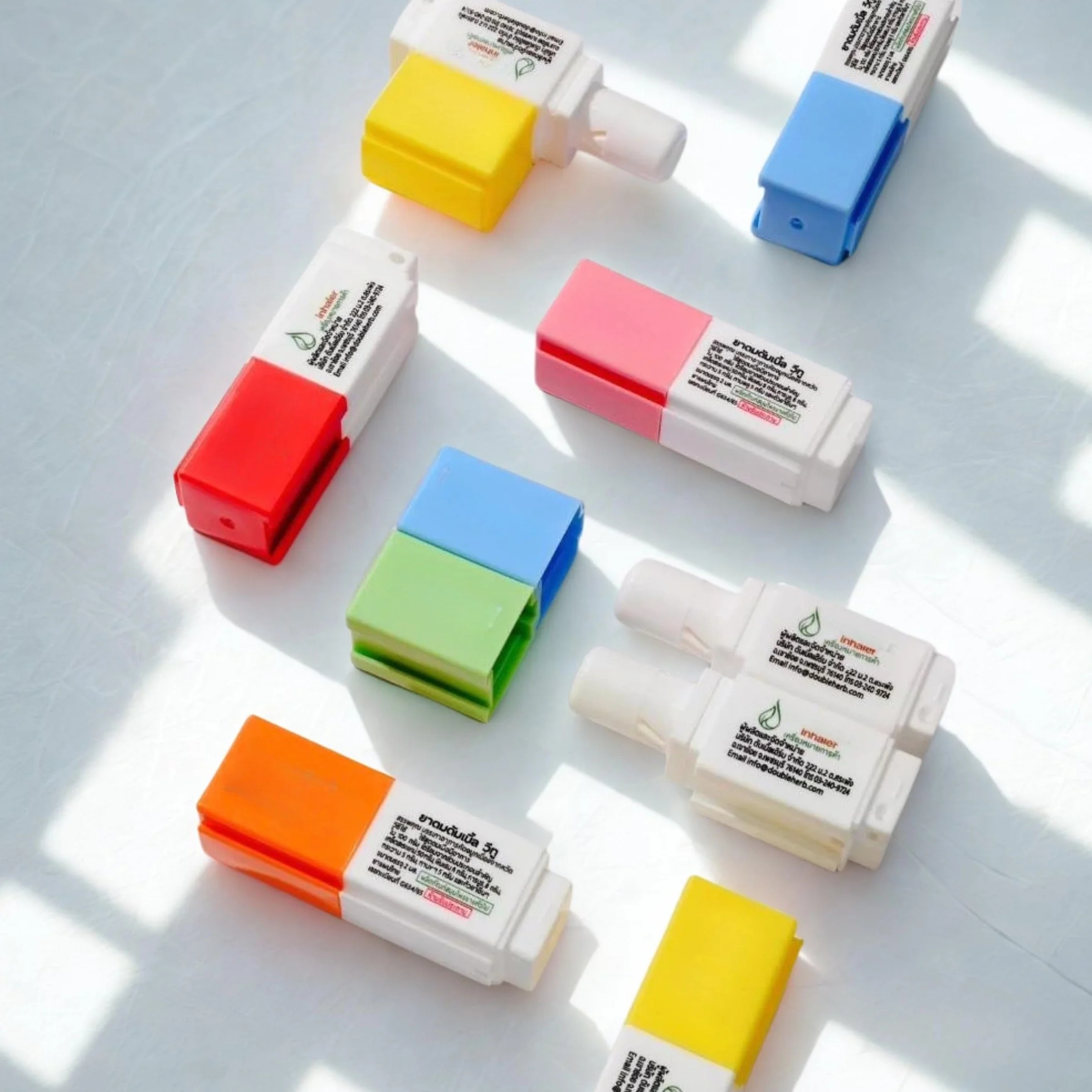 Thai Inhaler - Innovativo inalatore nasale con doppio sistema a innesto, con oli essenziali, portatile, compatto e combinabile, aromaterapia to-go (Arancia)
