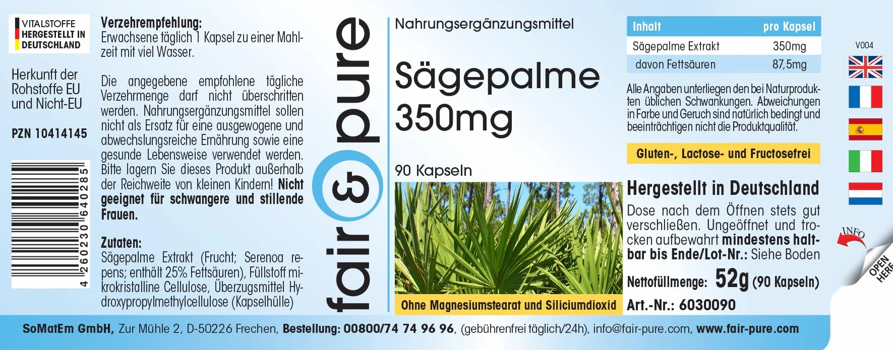 Fair & Pure Saw Palmetto 350mg con Beta-sitosterolo 90 Capsule