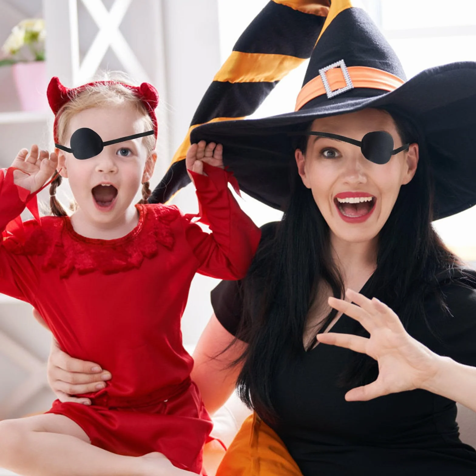 4 Pezzi lembi oculari per adulti e bambini, regolabile benda occhio, bende oculari per bambini nero, per occhi sinistro o destro, Allenamento della vista, uso quotidiano