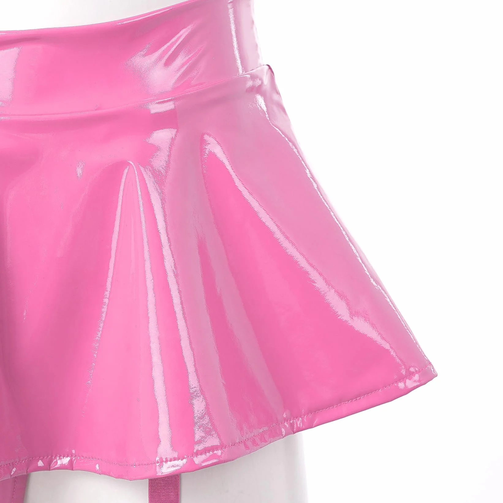 Gonna sexy da donna effetto bagnato pelle righe slip interno reggicalze